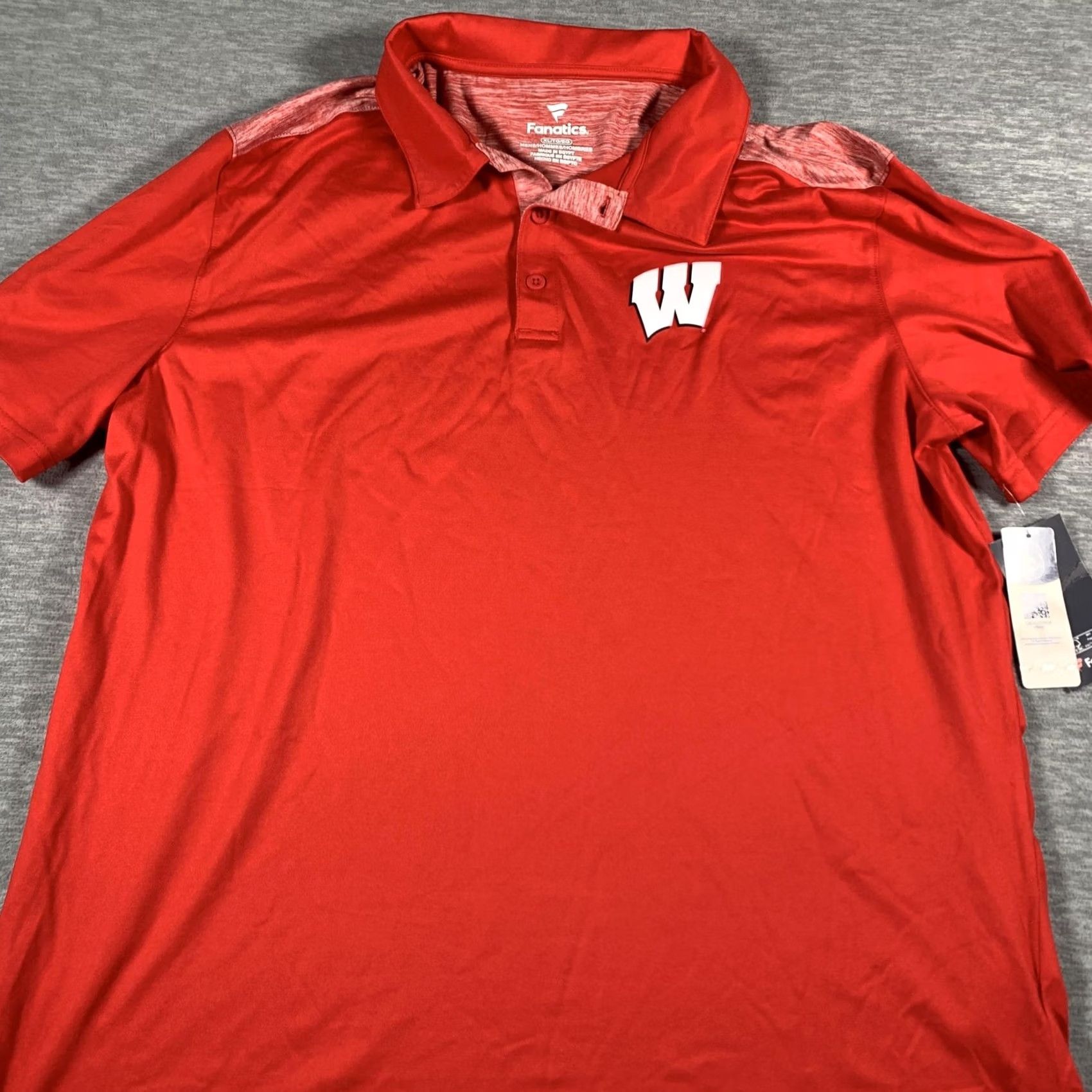 Vintage Wisconsin Badgers Polo Shirt Mens XL Red Fanatics Performance Golf NCAA Logo Size US XL / EU 56 / 4 - 2 Thumbnail
