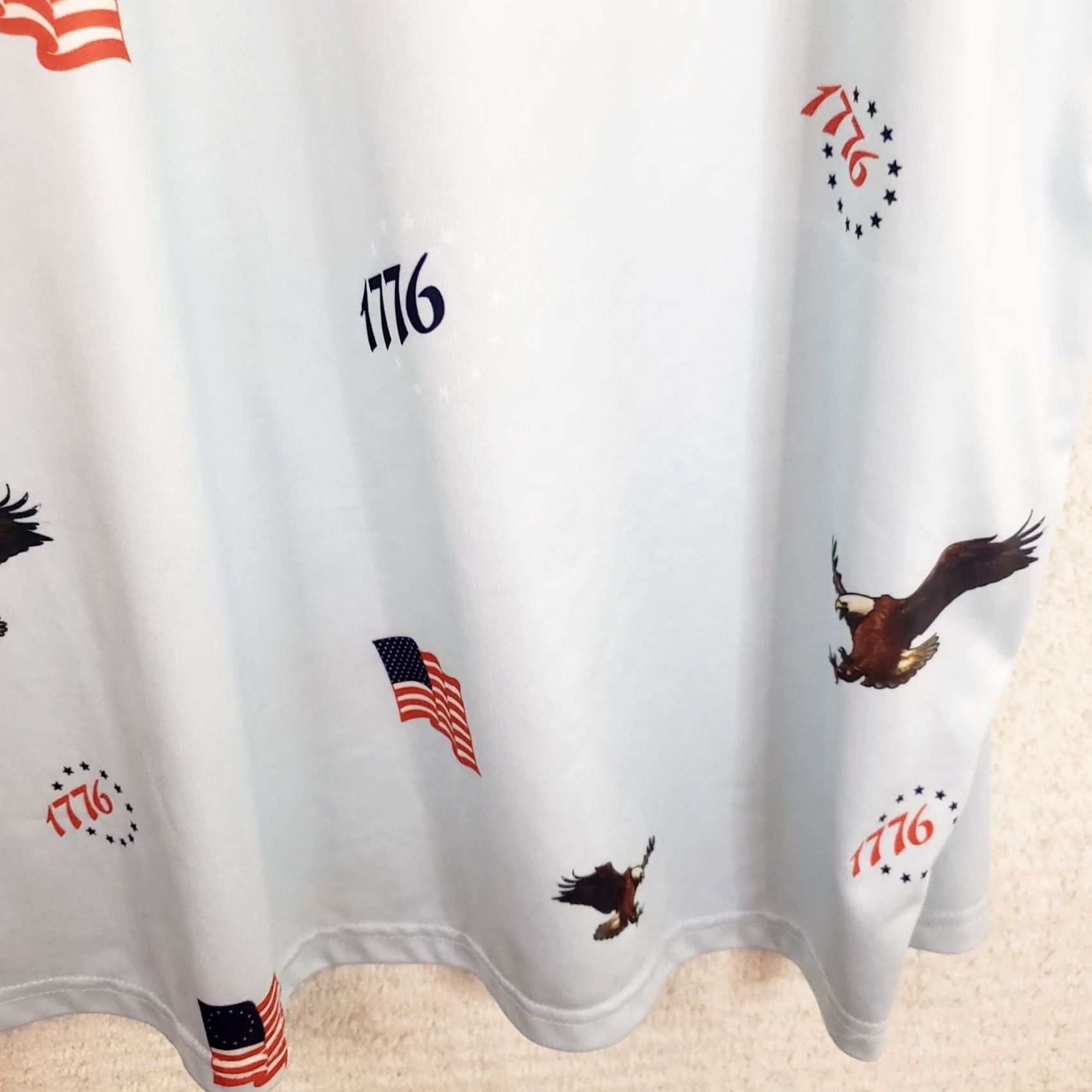 Vintage Gashouse Golf Polo Shirt L Blue Flags Eagle Patriotic 1776 Mens Size US L / EU 52-54 / 3 - 7 Thumbnail
