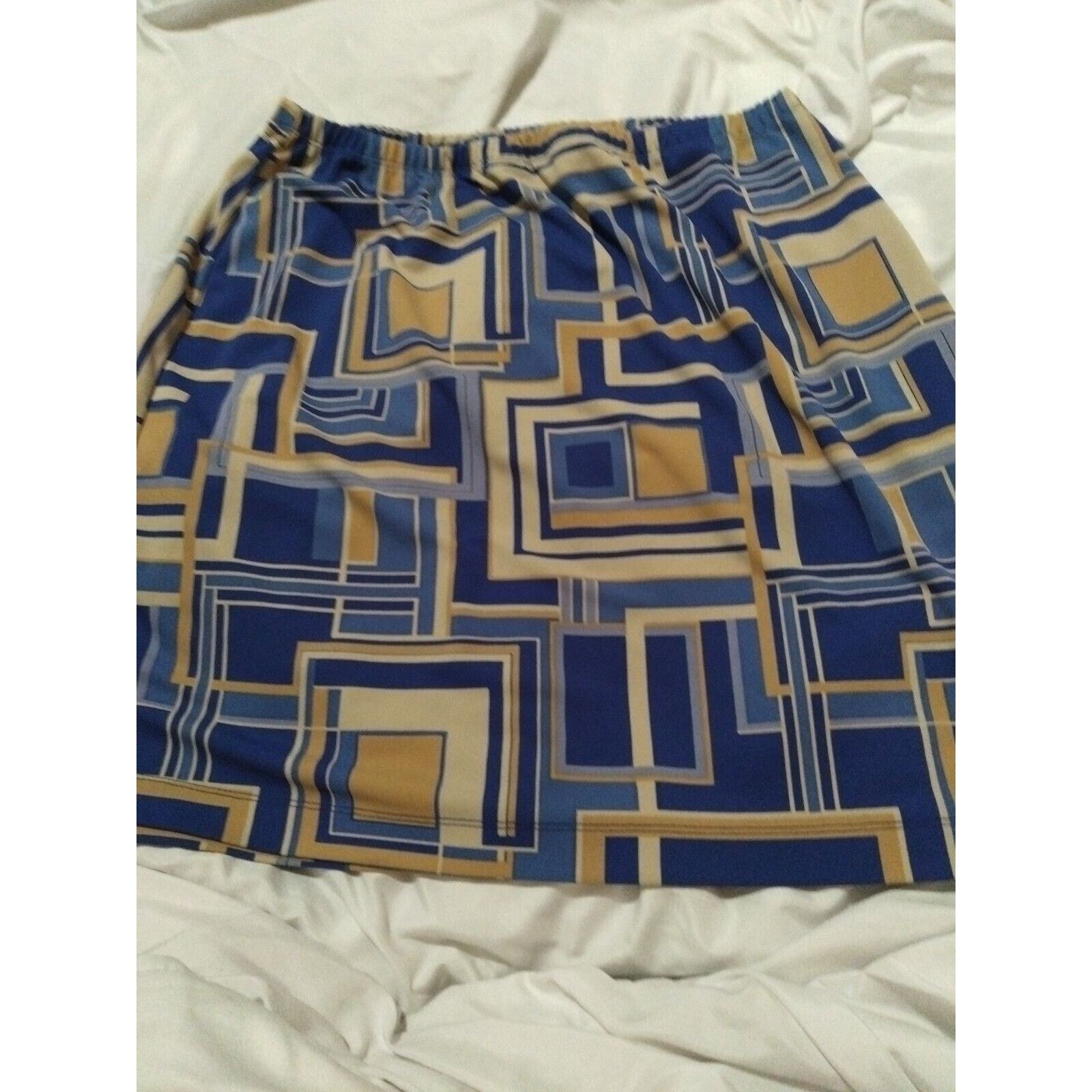 Other petite sophisticate skirt Size Large Stretch Waist Blue/Gold Size 30" / US 8 / IT 44 - 6 Thumbnail
