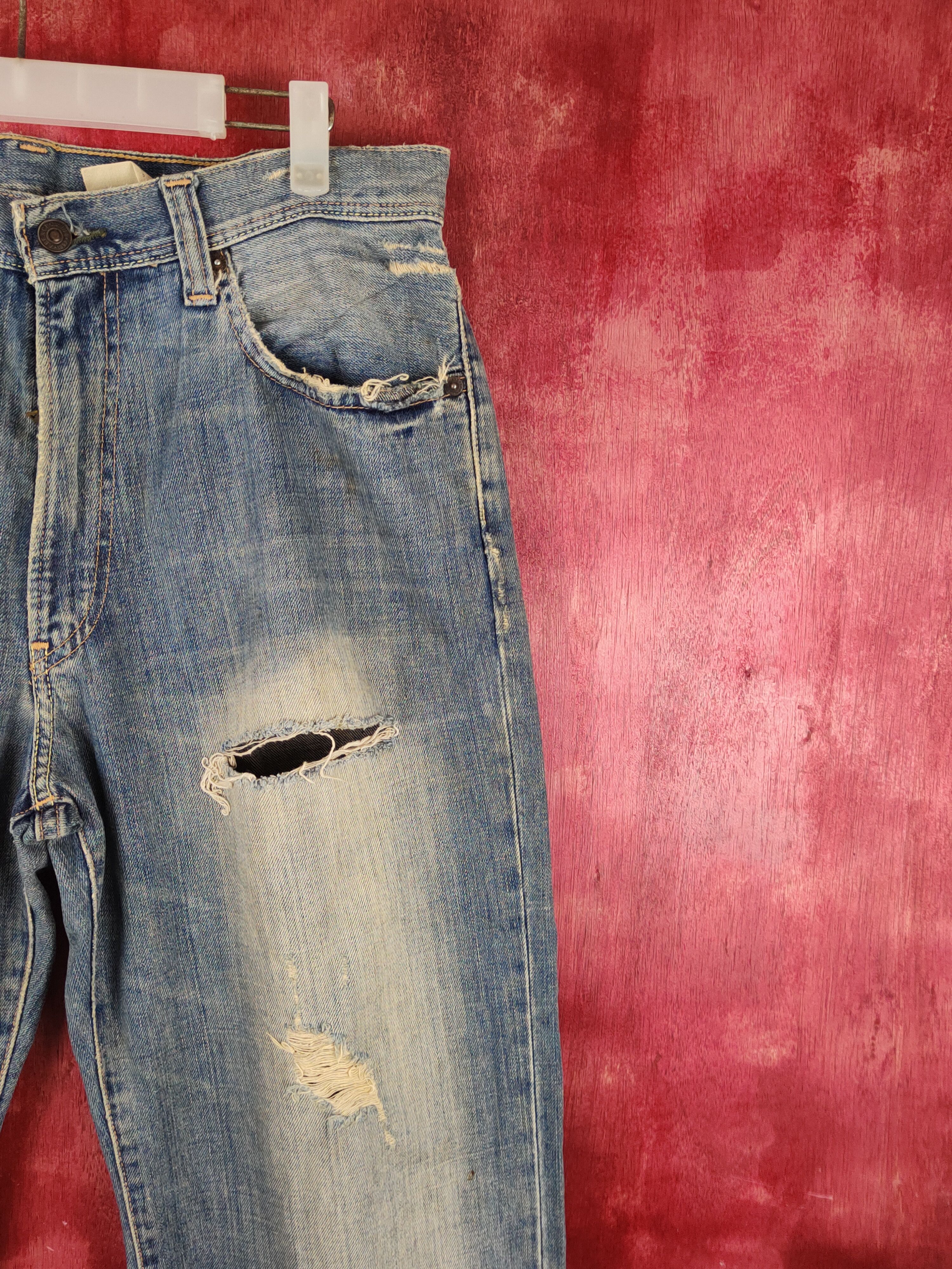 Abercrombie & Fitch Abercrombie &Fitch baggie Faded Ripped Jeans #S1649 Size US 31 - 5 Thumbnail
