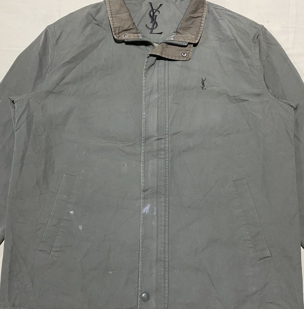 Yves Saint Laurent Vintage Yves Saint Laurent Big Logo Charcoal Jacket Size US L / EU 52-54 / 3 - 2 Thumbnail