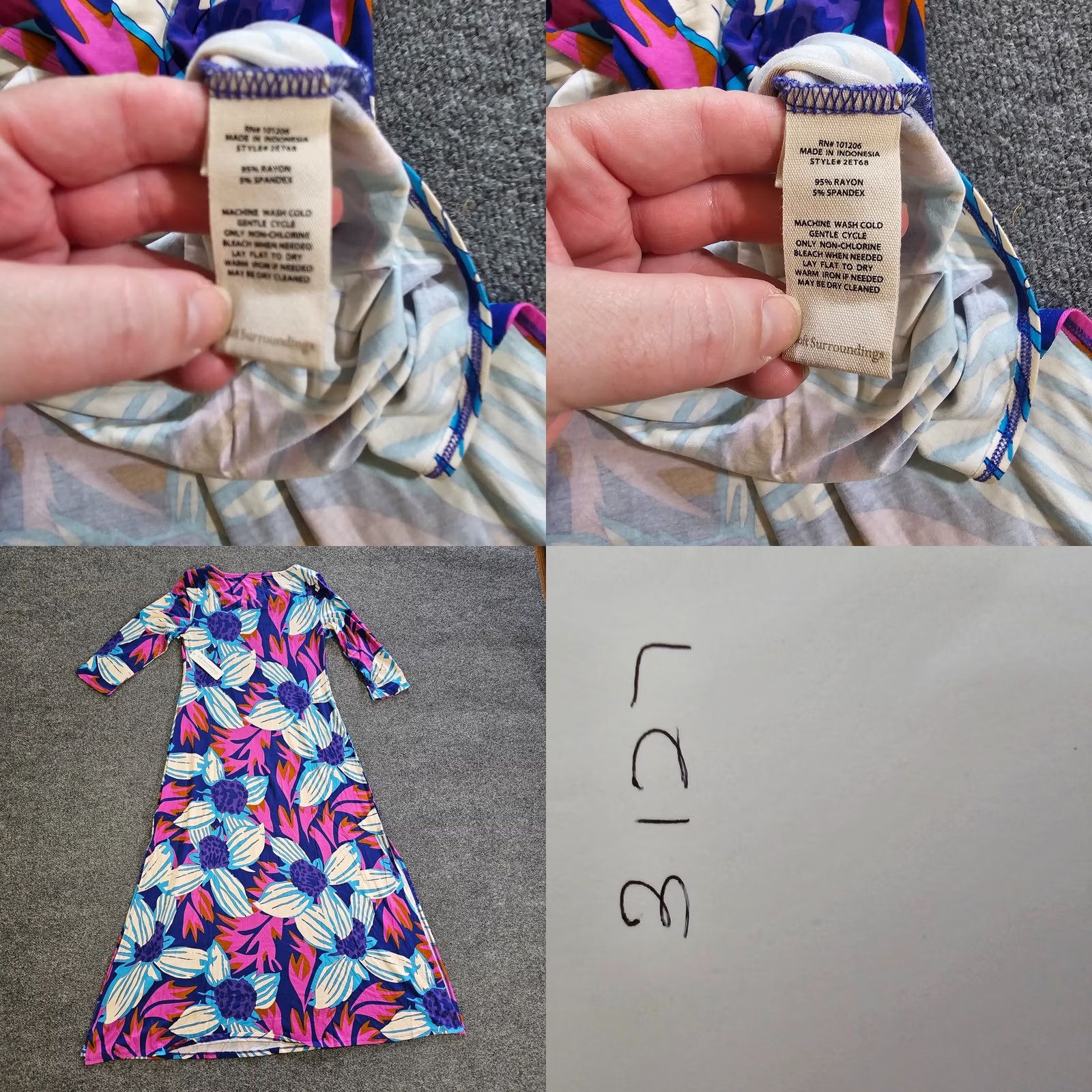 Soft Surroundings Soft Surroundings Dress Women M Purple Pink Floral Maxi Knit 3/4 Sleeve Round Neck Stretch Vintage No Size M / US 6-8 / IT 42-44 - 8 Thumbnail