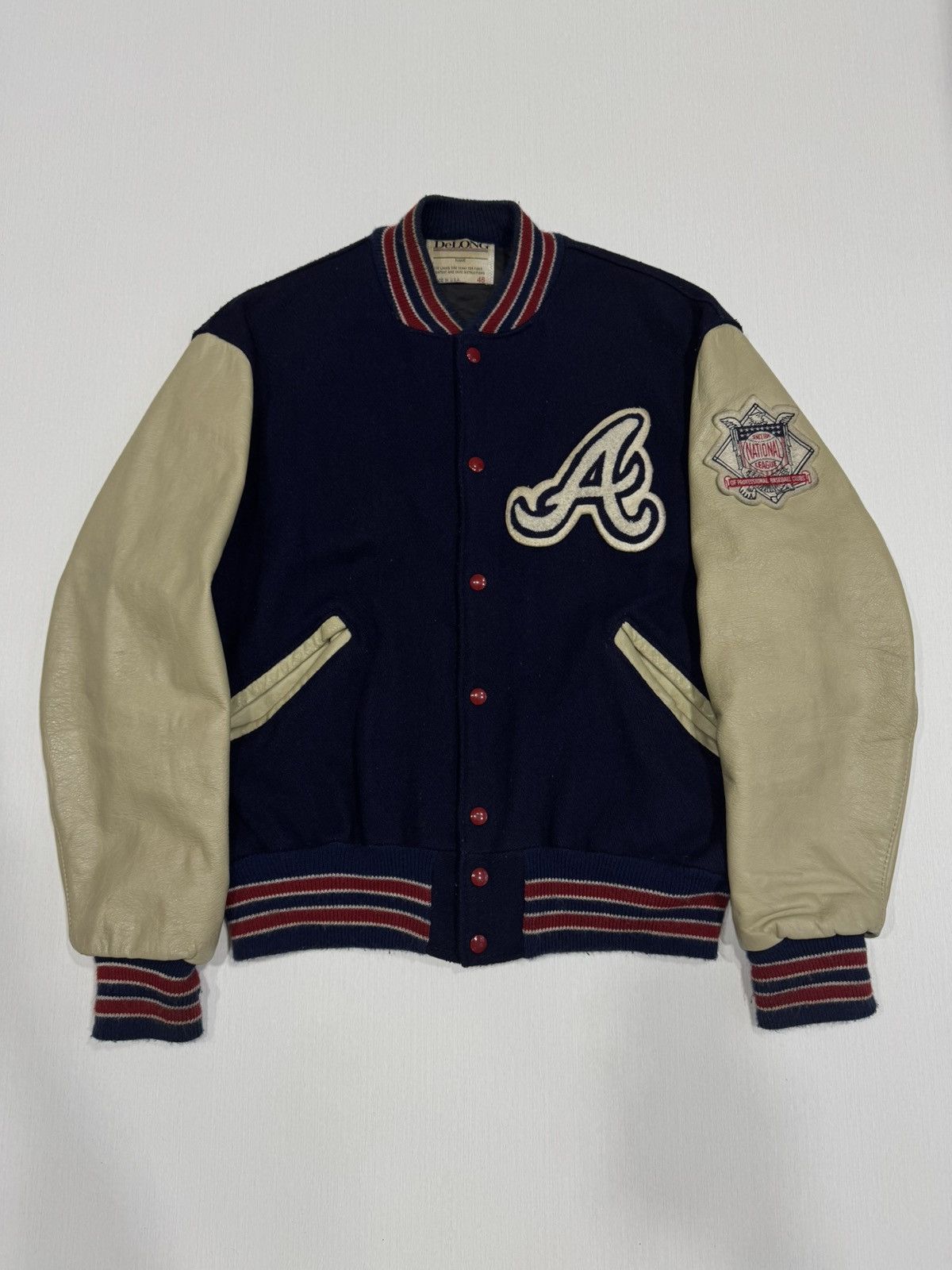Vintage Atlanta Braves De Long Leather Bomber Made in USA