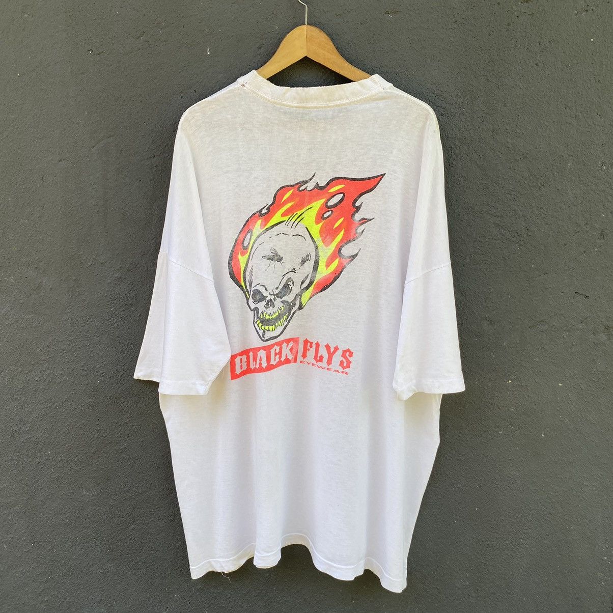 Hook-Ups Thrashed Distressed Vintage 90s Black Flys Eyewear Skate Tee Size US XL / EU 56 / 4 - 1 Thumbnail