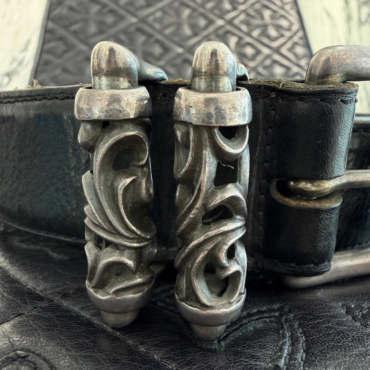 Chrome Hearts 30inch Chrome Hearts Roller Leather Belt 1.5 Size ONE SIZE - 3 Thumbnail