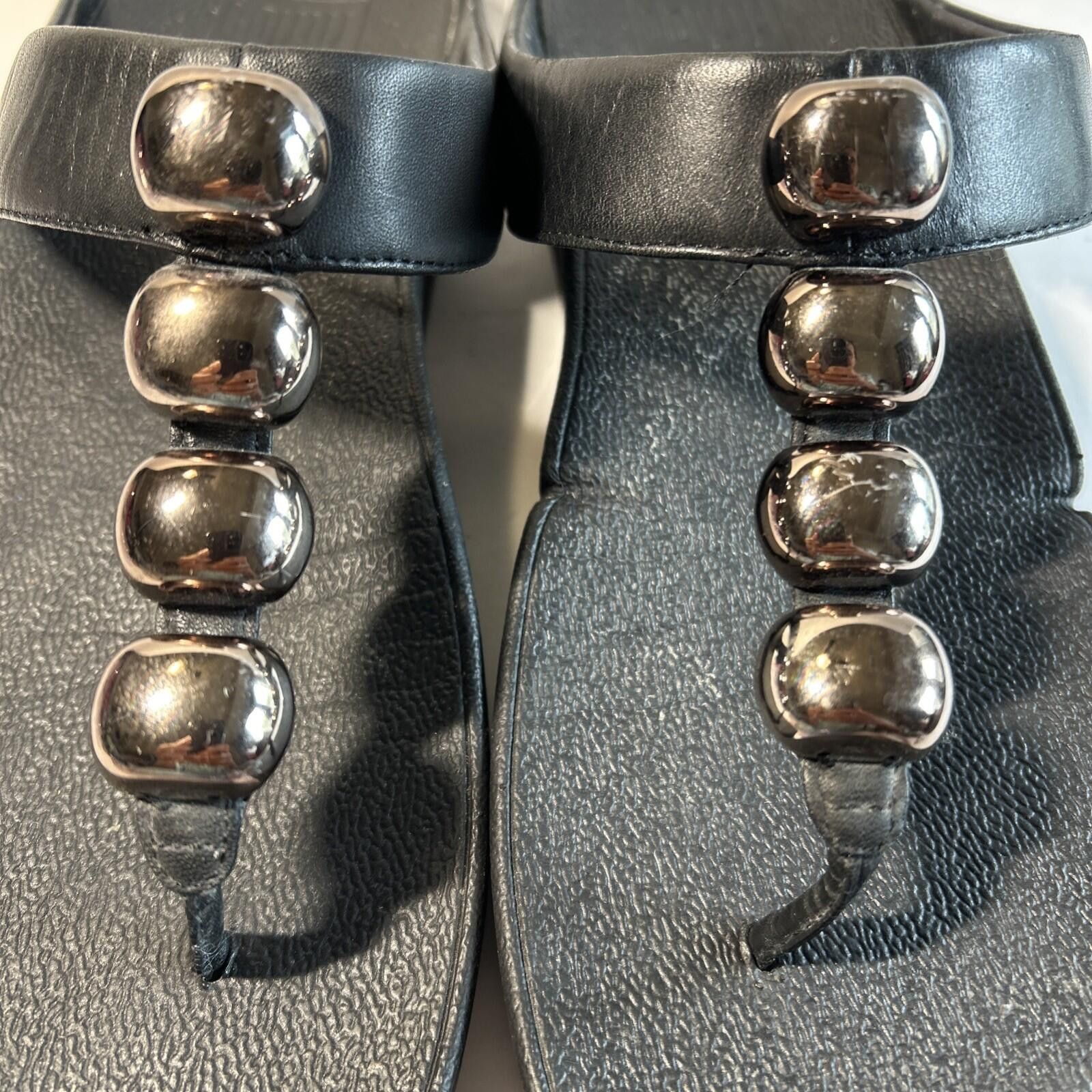 Other FitFlop Womens Rola Sandals Size 10 Black Thong Beaded Low Size US 10 / IT 40 - 6 Thumbnail