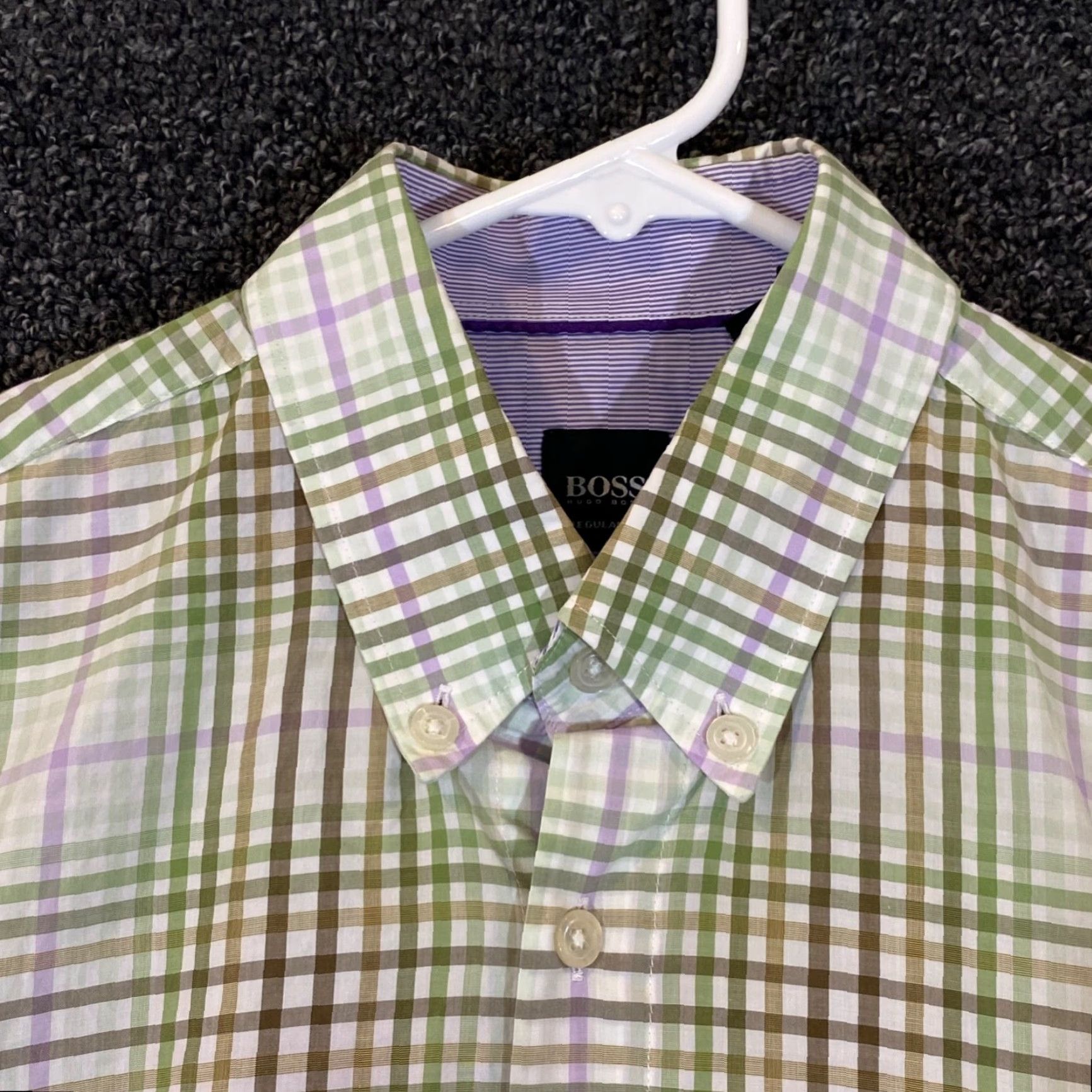 Hugo Boss HUGO BOSS Shirt Mens Medium Regular Green White Plaid Button Up Dress Top L/S Size US M / EU 48-50 / 2 - 2 Thumbnail