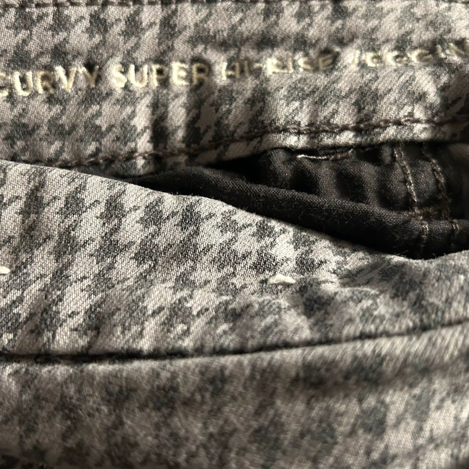 American Eagle Outfitters VINTAGE American Eagle Womens Pants Gray Herringbone Curvy High Rise Jegging Stretch 24 Size 27" / US 4 / IT 40 - 5 Thumbnail