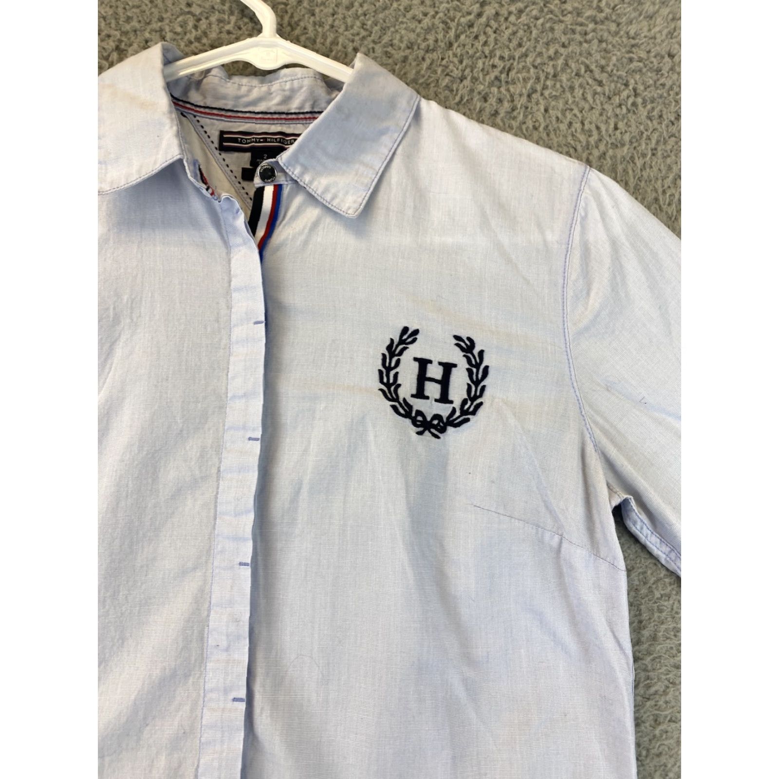 Tommy Hilfiger Tommy Hilfiger Women's Dress Shirt Long Sleeve Knitted Cotton Blue Size 2 Business Casual Size XS / US 0-2 / IT 36-38 - 3 Thumbnail