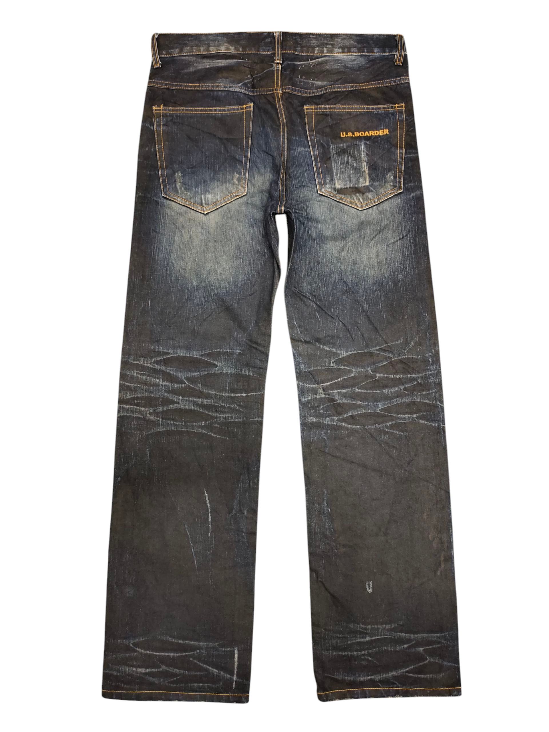Number (N)ine × Undercover Vintage Boarder Japan Waxed Clawmark Distress Jeans Size US 34 / EU 50 - 8 Thumbnail