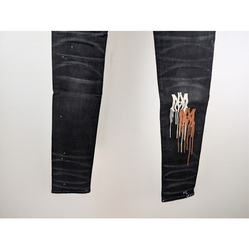 Amiri o1rshd1 MA Drip Skinny Denim Jeans in Aged Black Size US 34 / EU 50 - 14 Thumbnail