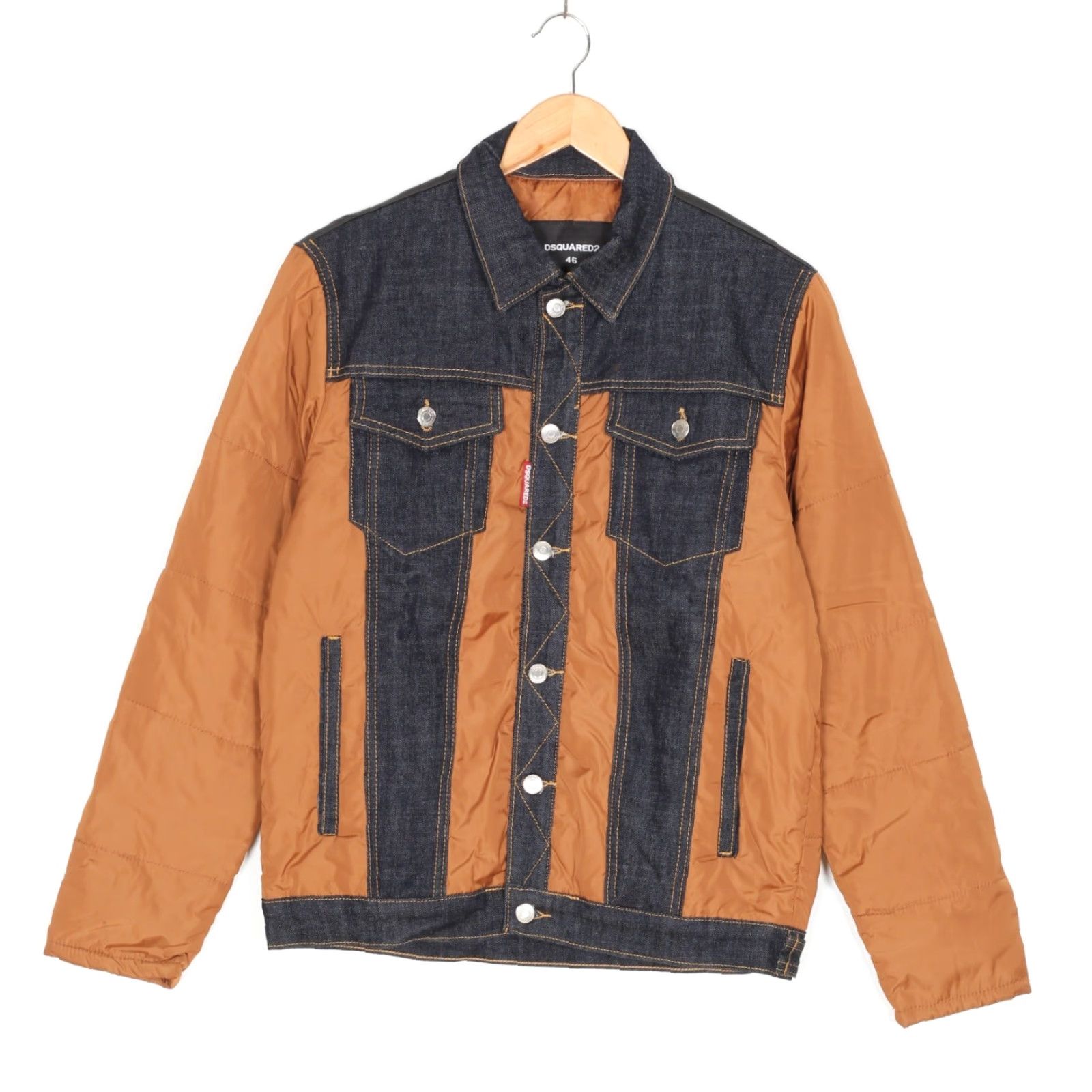 Dsquared2 DSQUARED2 Leather Denim Trim Padded Jacket Men EU 46 Jacket Mens Brown Black Blue 46 Regular Size US S / EU 44-46 / 1 - 2 Thumbnail