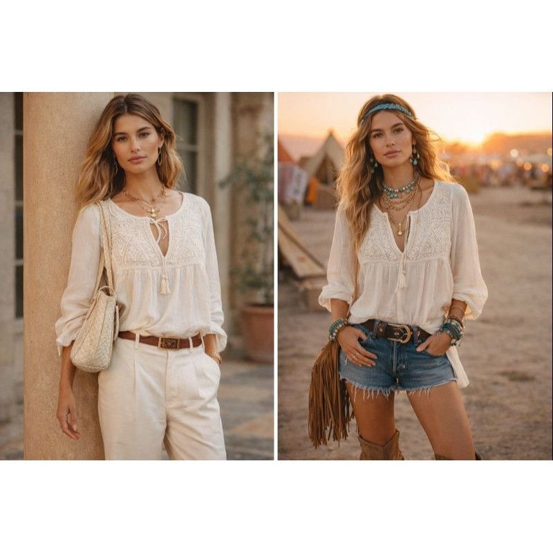 Denim & Supply Ralph Lauren VTG Denim & Supply Ralph Lauren Women Peasant Blouse Ivory M Size M / US 6-8 / IT 42-44 - 1 Thumbnail