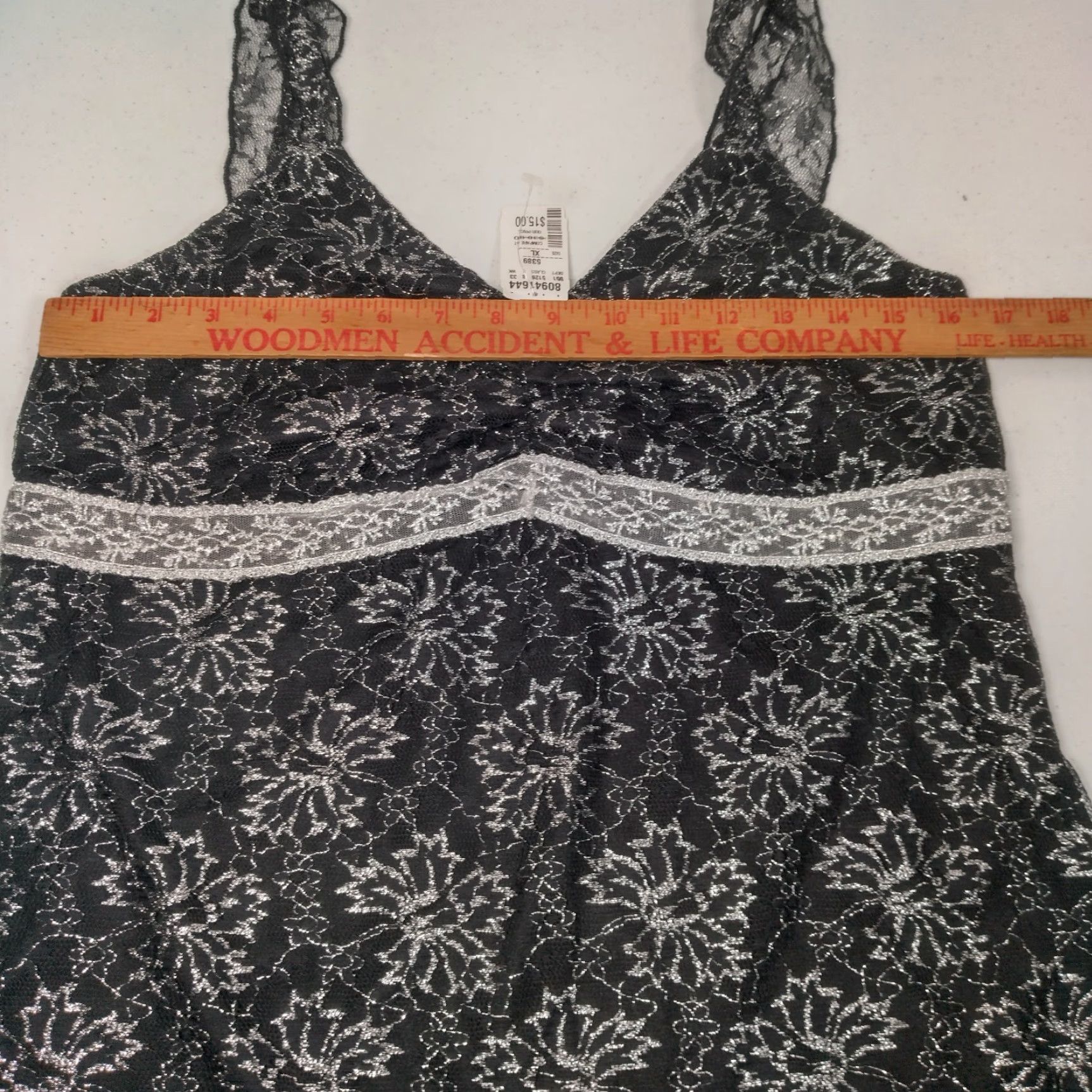 Vintage Vintage MKM Designs Lace Cami Tank Top XL Black Floral Silver Metallic USA READ Women Tank Camisole Lace Cami Vintage Y2K Size XL / US 12-14 / IT 48-50 - 6 Thumbnail
