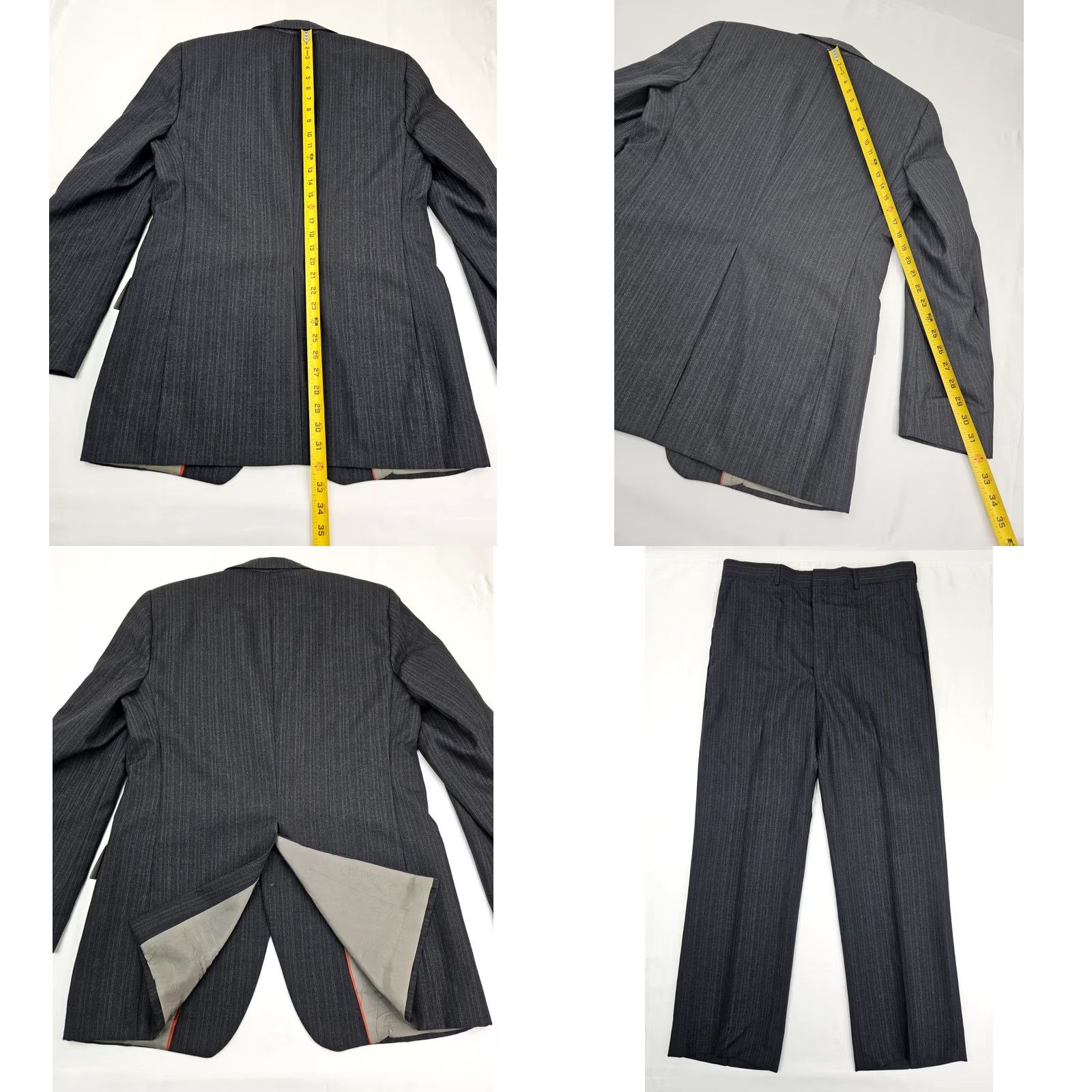 Vintage Sergio Valente 2 Piece Wool Lined Suit Men’s Jacket 40R Pants 34x31 Gray Pinstripe Size 40R - 9 Thumbnail