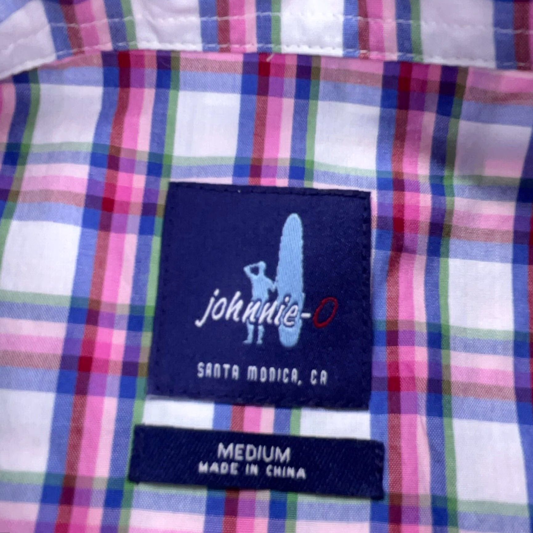 johnnie-O johnnie-O Shirt Men Medium Pink Plaid Button Up Dress Preppy Tartan Poplin Size 40R - 4 Thumbnail