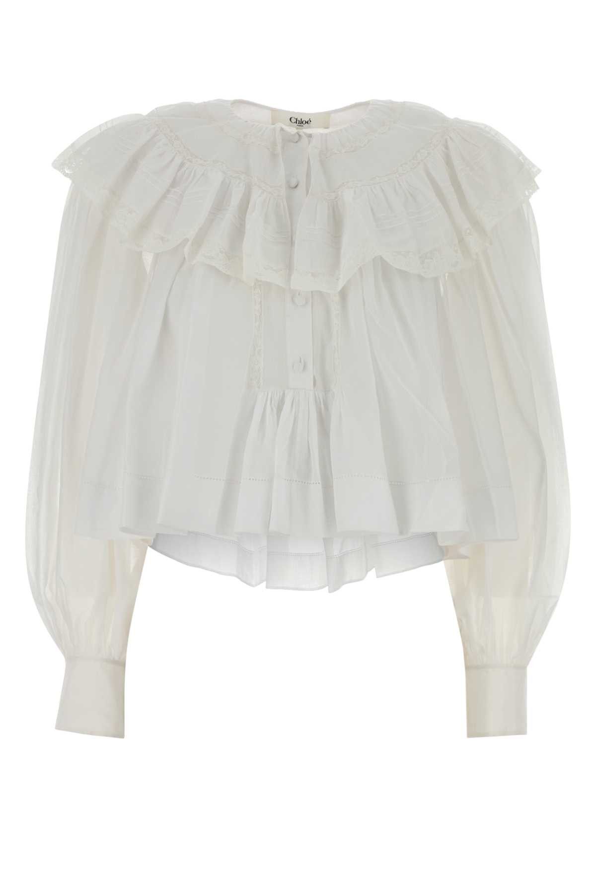Chloe White Cotton Blouse Size S / US 4 / IT 40 - 1 Thumbnail