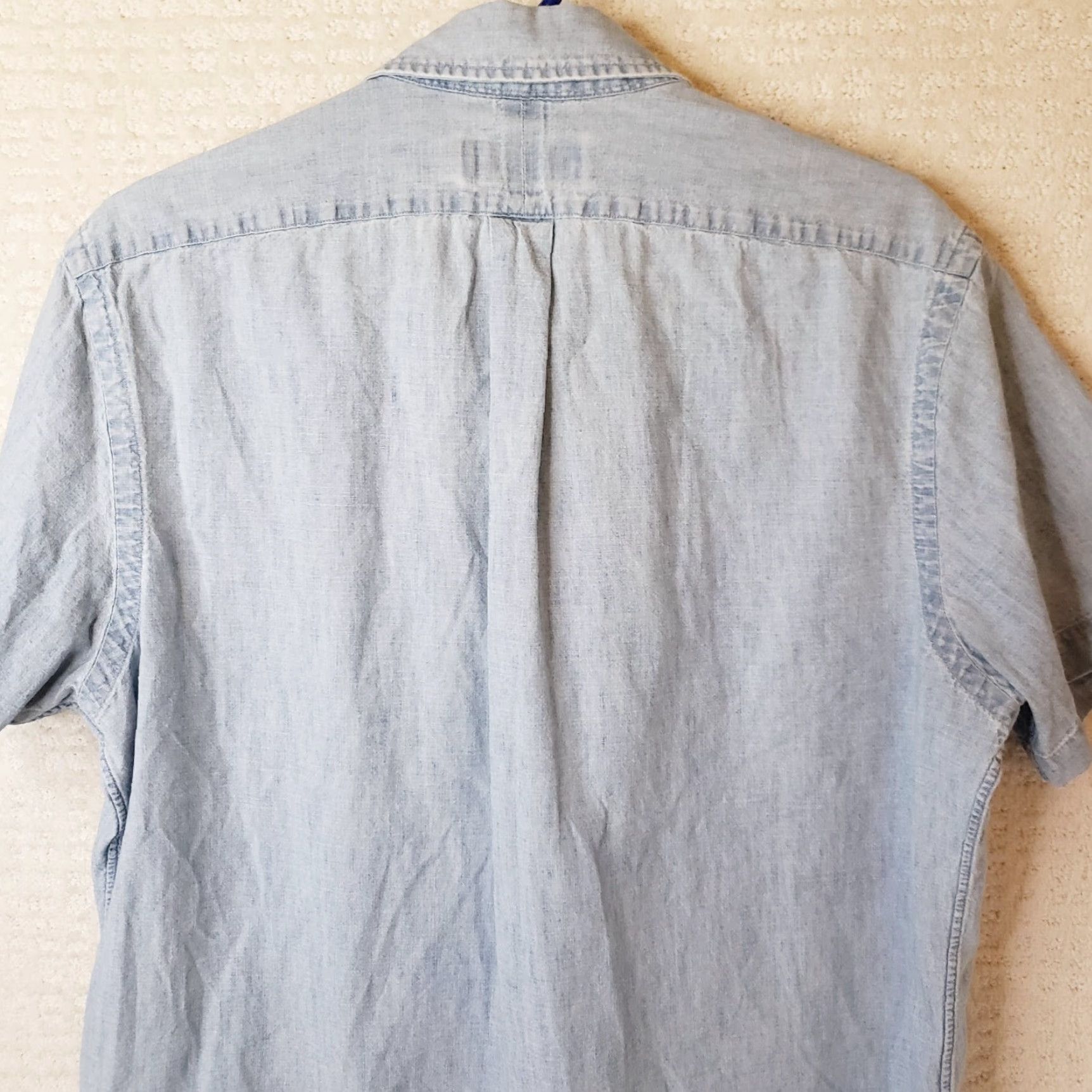 Ralph Lauren Ralph Lauren Button-Down Shirt Denim Chambray Short Sleeve Pony & Rider Embroidered Multicolor Logo Blue L Mens Size US L / EU 52-54 / 3 - 7 Thumbnail