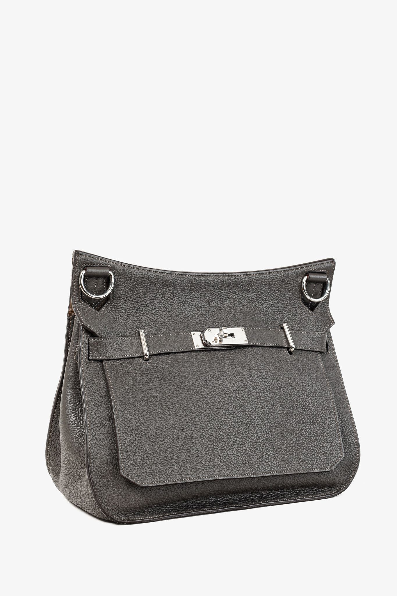Hermes Hermes Jyspiere 34 Taurillon Clemence Graphite & Etoupe Bag Size ONE SIZE - 2 Thumbnail