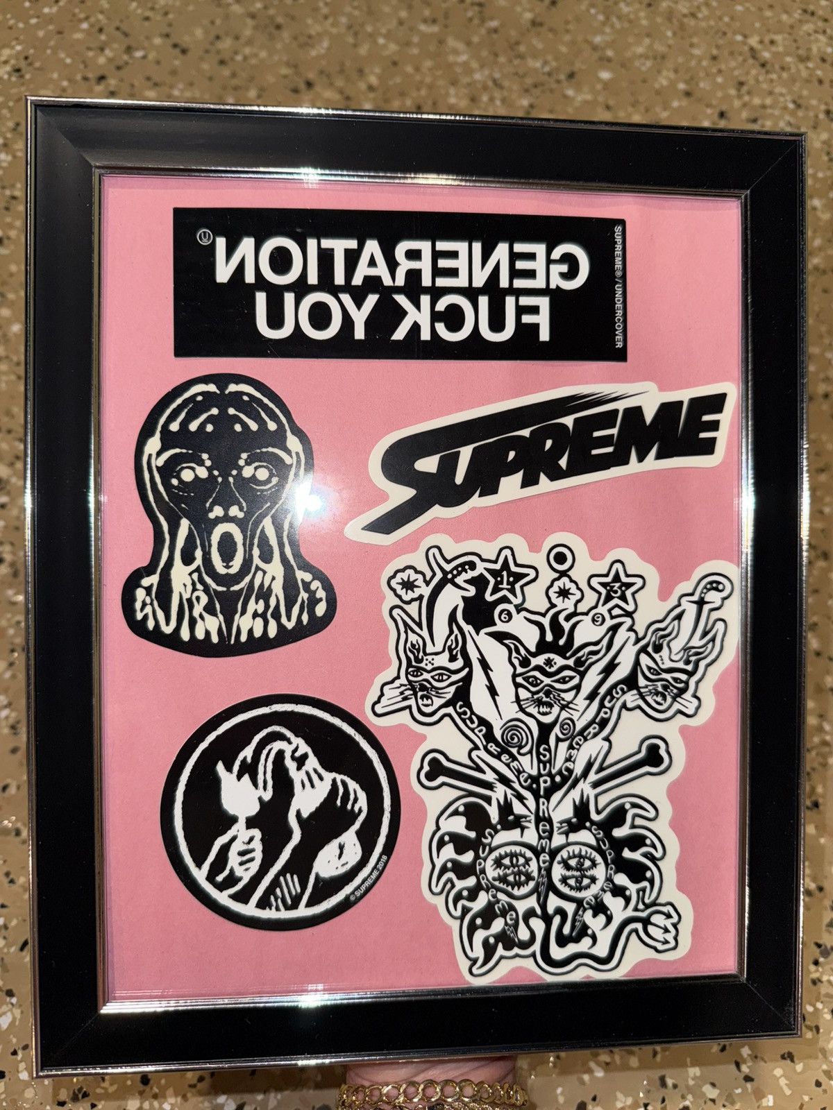 Supreme Supreme Get Off The Fucking Phone Sticker black | Grailed
