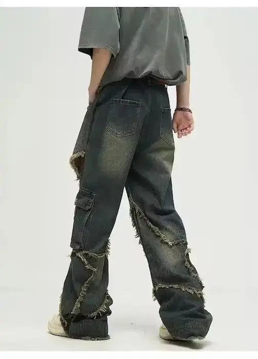 Japanese Brand Star Patch Hombre Distressed Baggy Jean Pant Size US 30 / EU 46 - 5 Thumbnail