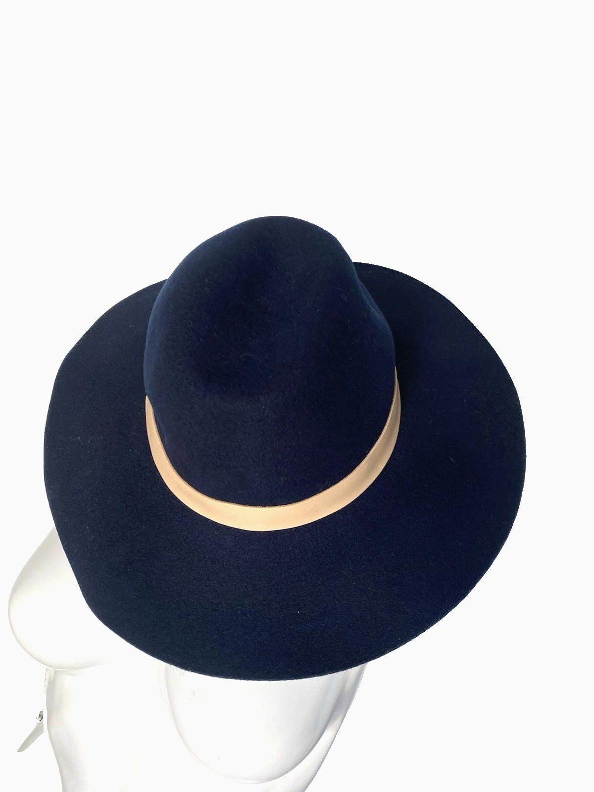 Other NWT Hat Attack 100% Wool Felt Fedora Leather Trim Navy Hat Size ONE SIZE - 2 Thumbnail