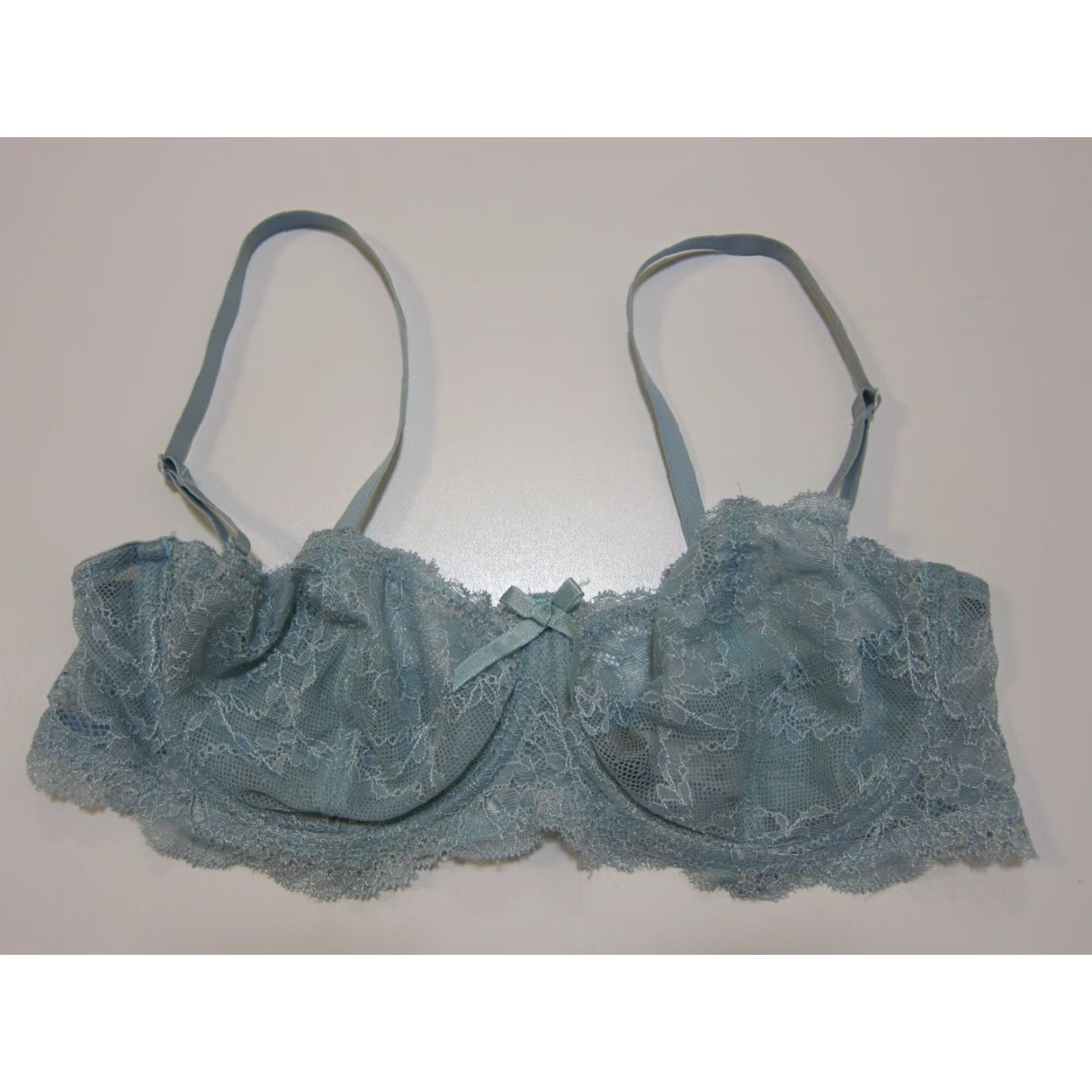 Vintage Donna Loren Gold Label Blue Lace Embroidered Underwire Bra Women 36C Size 36C Adjustable Strap Balconette Size ONE SIZE - 5 Thumbnail