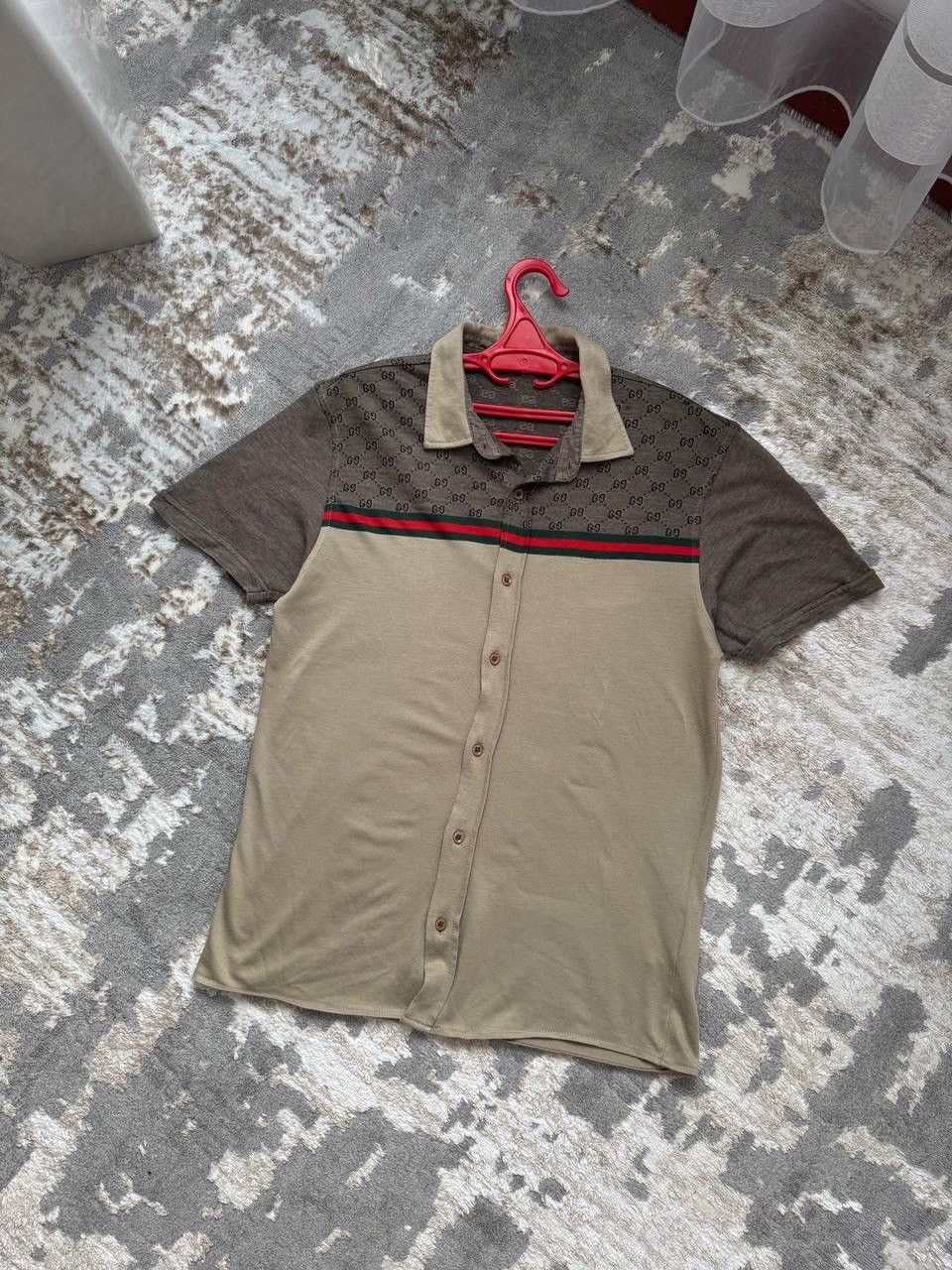 Gucci Gucci GG Monogram Web Stripe Button Up Polo Shirt Size US M / EU 48-50 / 2 - 1 Thumbnail