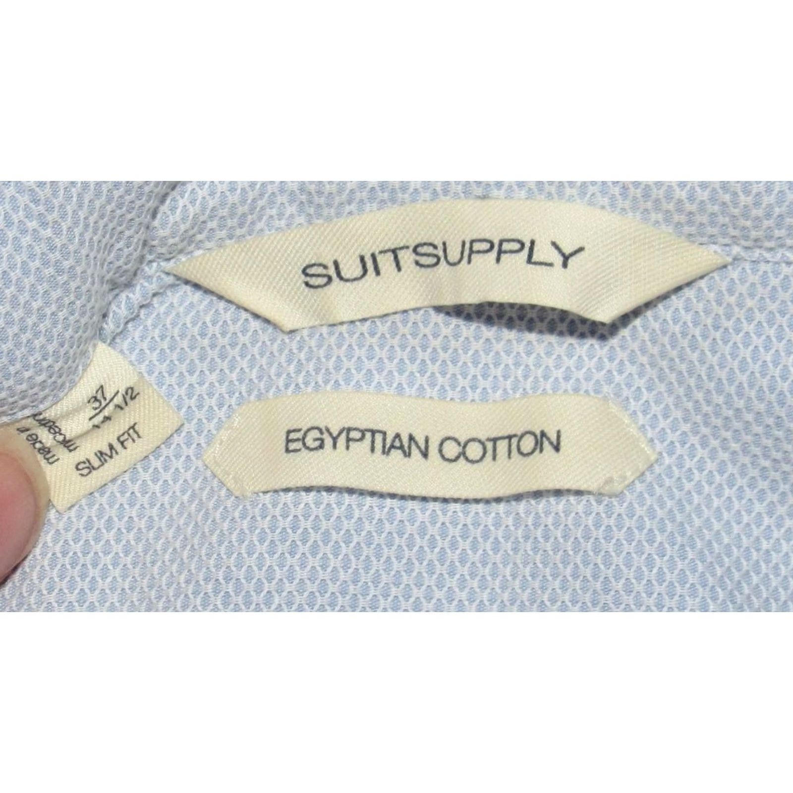 Suitsupply Suitsupply Blue Textured Long Sleeve Button Down Shirt Slim Fit 37-14.5 Shirt Mens Adult 14.5 Blue Regular XS-? Size US M / EU 48-50 / 2 - 3 Thumbnail