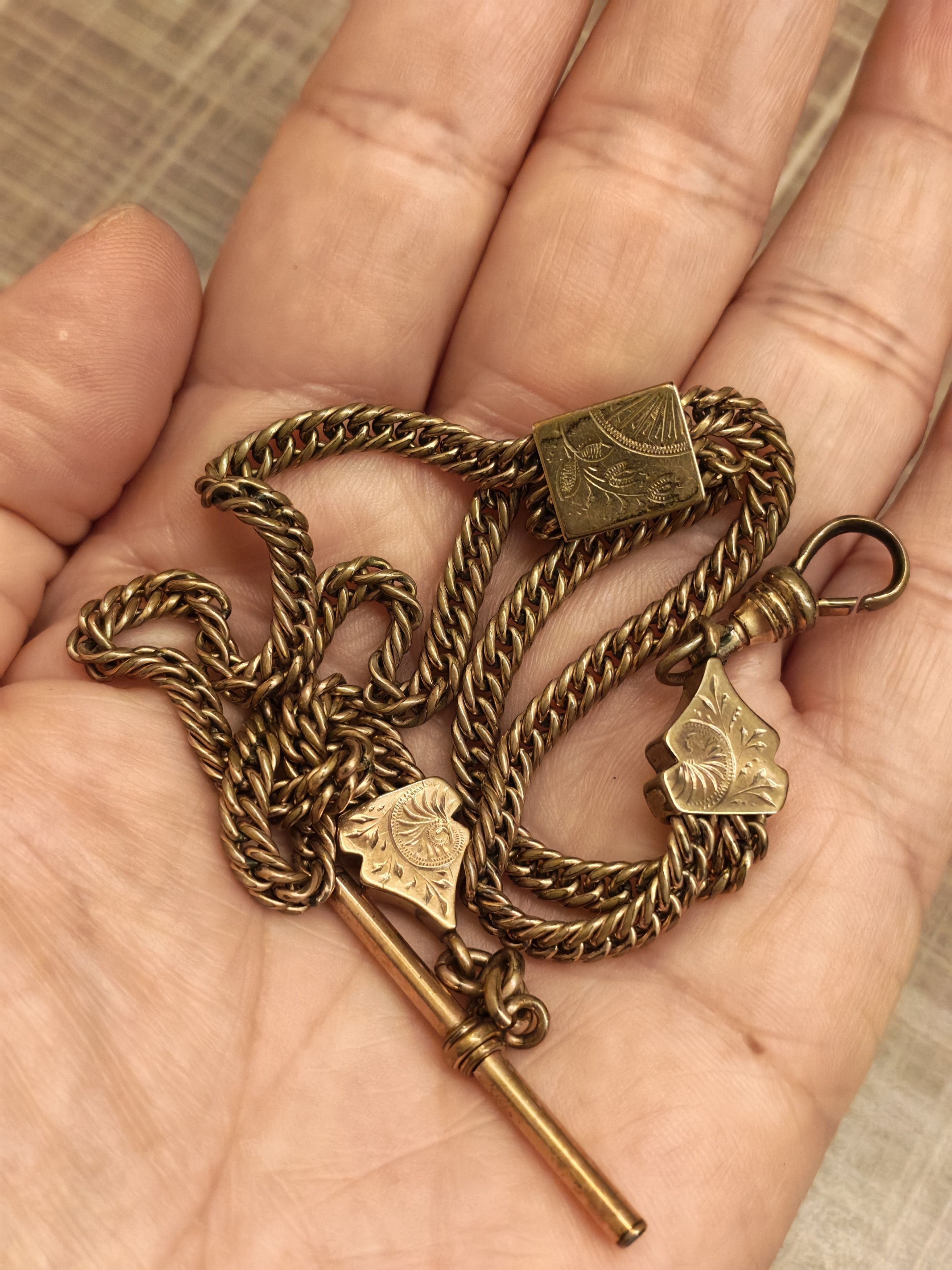 Vintage Antique Victorian T-bar Pocket Watch Chain by F&M Size ONE SIZE - 4 Thumbnail