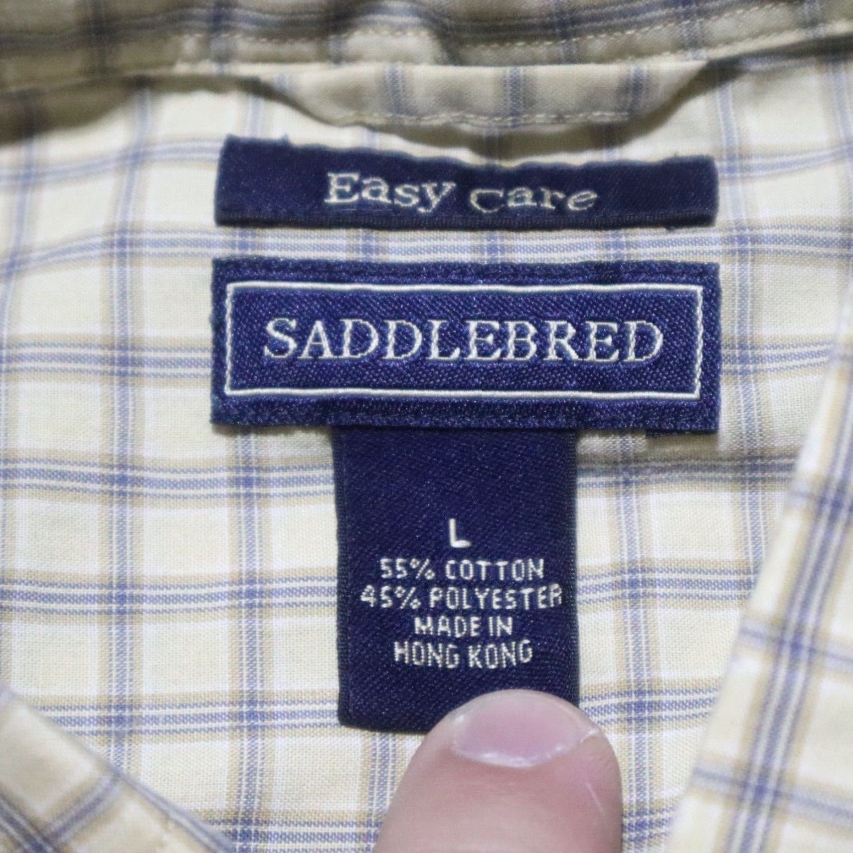 Vintage Saddlebred Shirt Button-Up Long Sleeve Plaid Tan Brown Pocket Men L Size Size US L / EU 52-54 / 3 - 3 Thumbnail