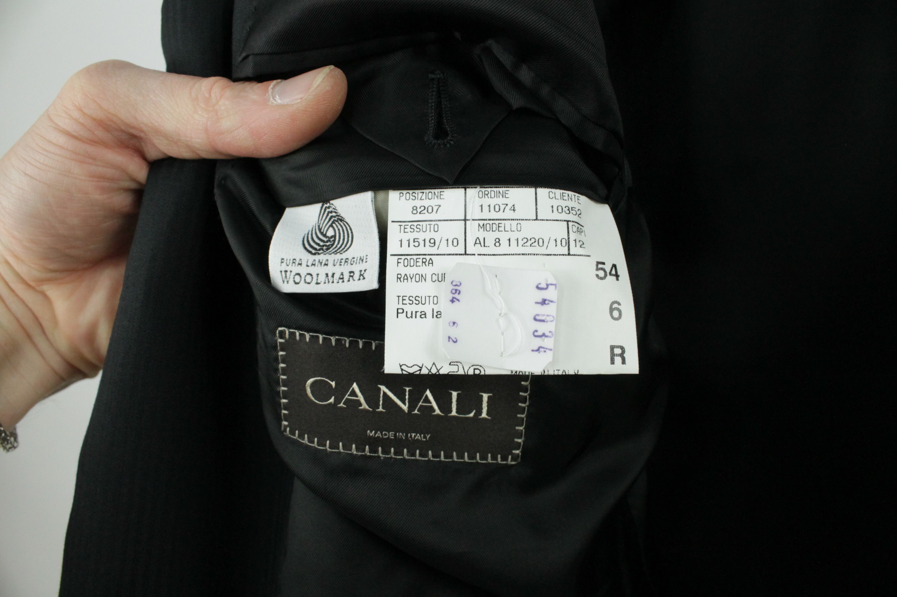 Canali Canali Black Wool Pinstripe Formal Blazer Jacket Men's Size 44R - 9 Thumbnail
