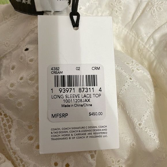 Coach Coach Broderie Anglaise Lace Long Sleeve Top Cottagecore Size XS / US 0-2 / IT 36-38 - 6 Thumbnail