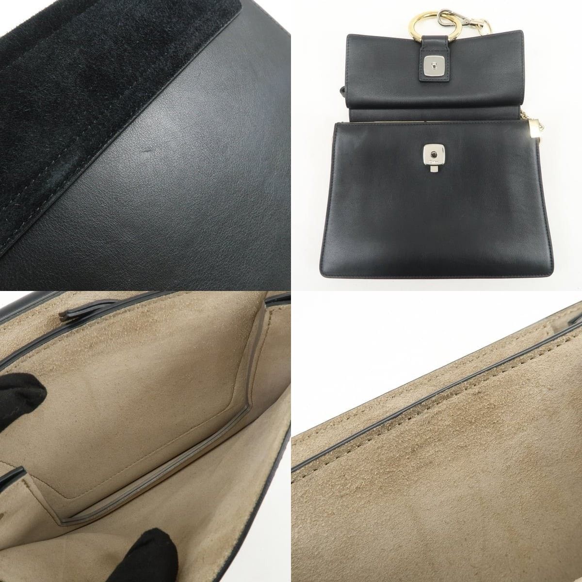 Chloe Chloe Faye Suede & Leather Top Handle Bag Black Size ONE SIZE - 7 Thumbnail