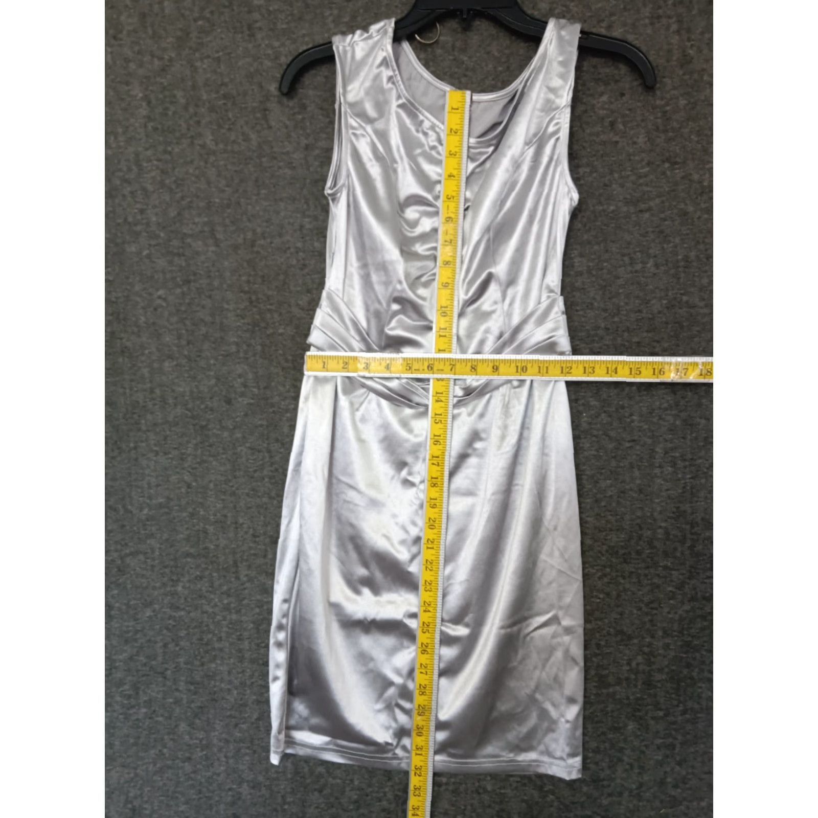 Vintage Dress Women's M Metallic Gray Ruched Party Midi Sleeveless Wrap Belt - Unbranded - Sheath - Regular - Gray - Dress Size M / US 6-8 / IT 42-44 - 5 Thumbnail