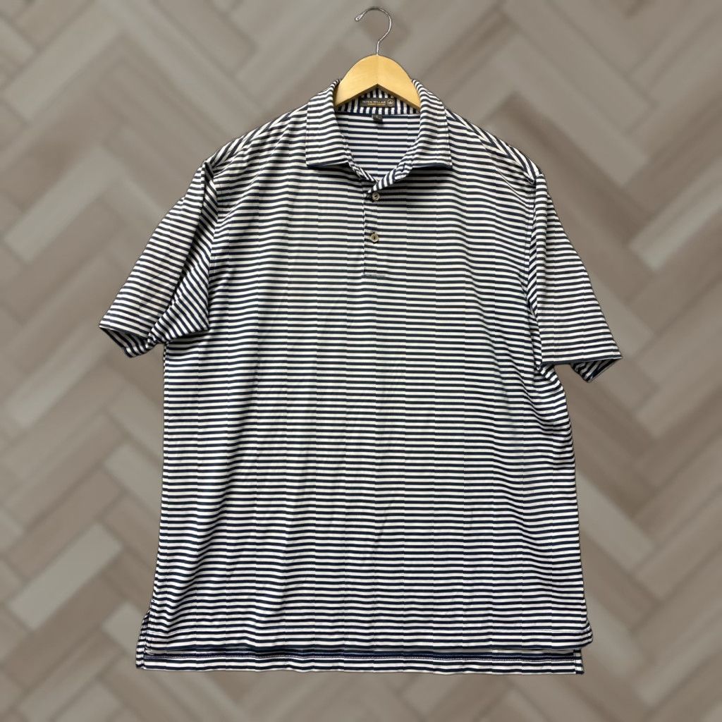 Peter Millar VINTAGE Peter Millar Summer Comfort Golf Polo Shirt Men Large White Black Striped 90s Size US L / EU 52-54 / 3 - 1 Thumbnail
