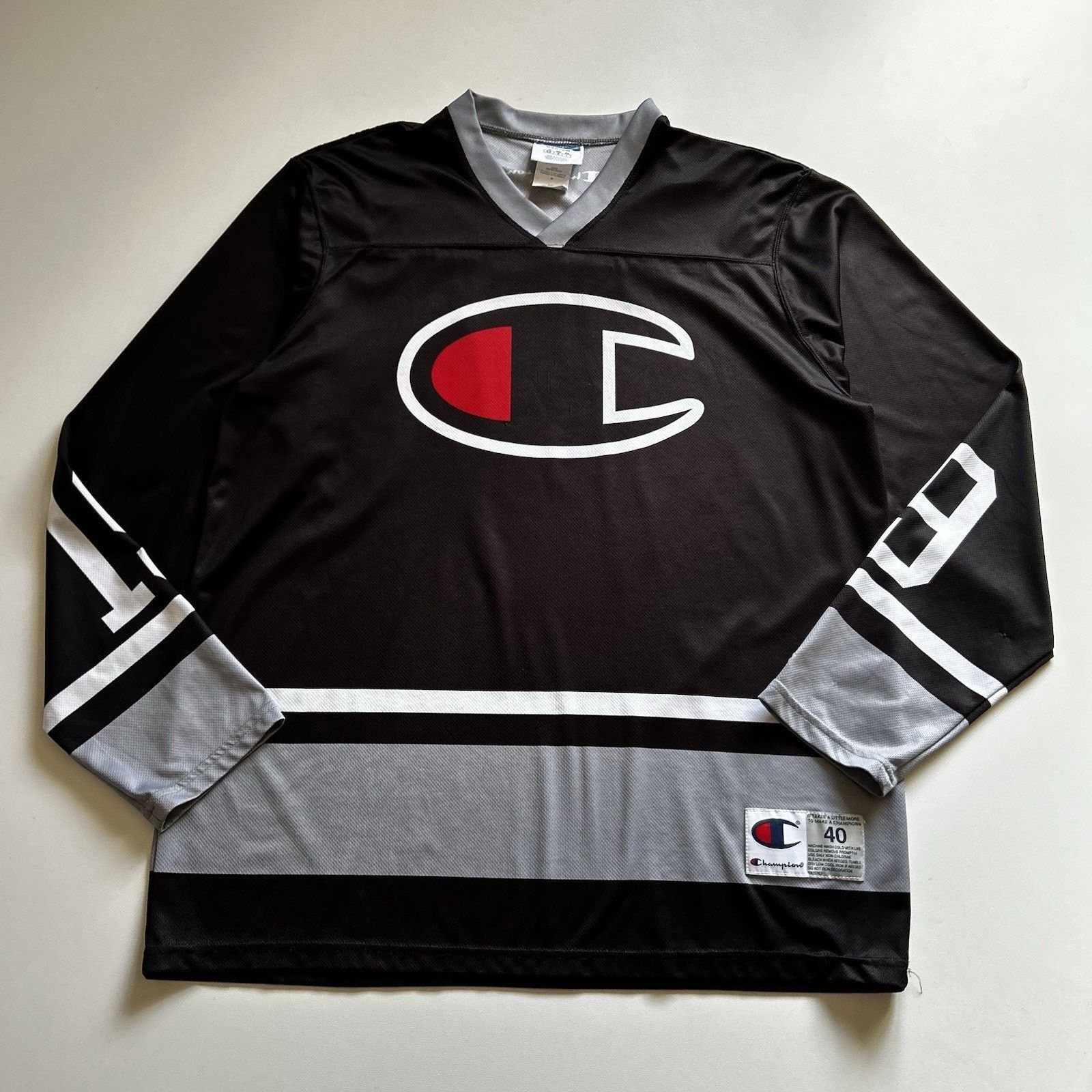 Champion Champion Hockey Jersey Black Long Sleeve Medium Vintage Y2K Size US M / EU 48-50 / 2 - 1 Thumbnail