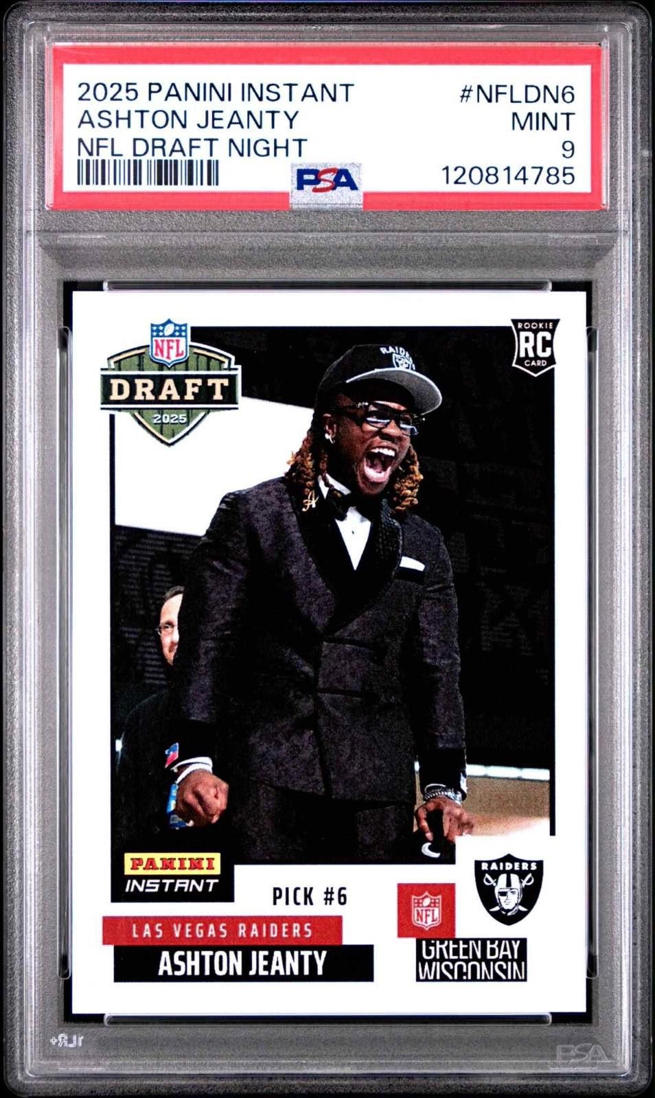 Other 2025 Panini Instant #NFLDN6 Ashton Jeanty (RC) PSA 9 Mint Size ONE SIZE - 5 Thumbnail