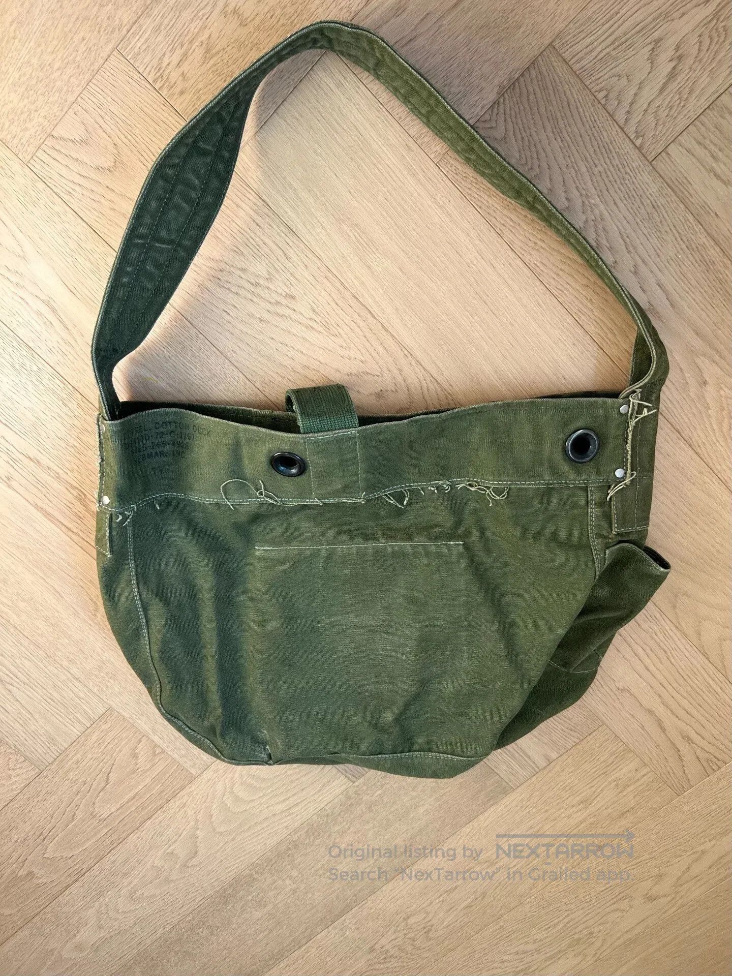 Vintage IrregulaR Military Green Reworked Cycling Bag. Size ONE SIZE - 4 Thumbnail