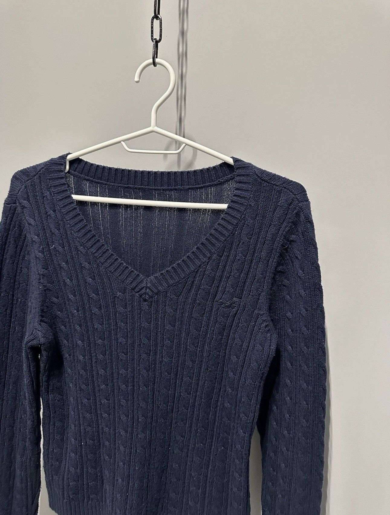 Hollister Y2K Hollister Sweater Women's Medium Blue Cable Knit V Neck Size M / US 6-8 / IT 42-44 - 2 Thumbnail
