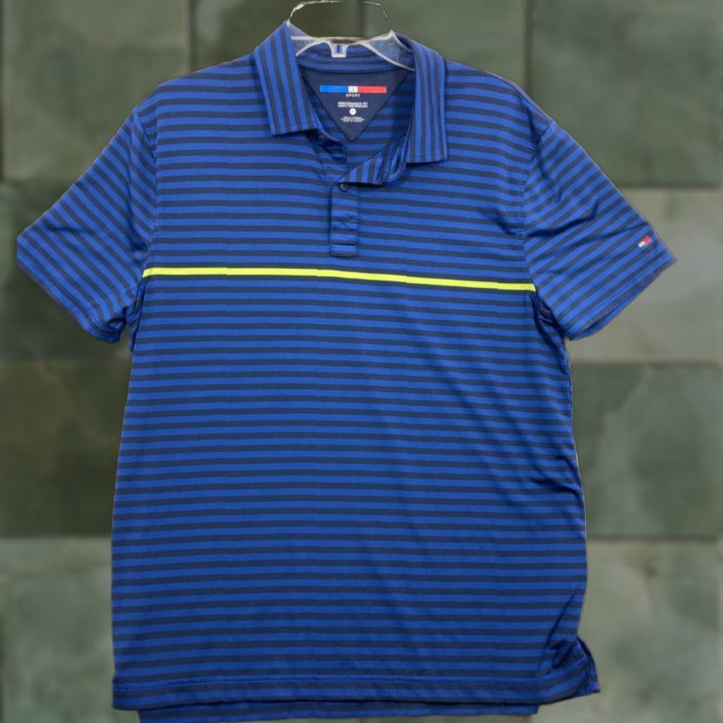 Tommy Hilfiger Tommy Hilfiger Polo Shirt Mens Medium Blue Short Sleeve Golf Performance Fit Cotton Blend Size US M / EU 48-50 / 2 - 1 Thumbnail