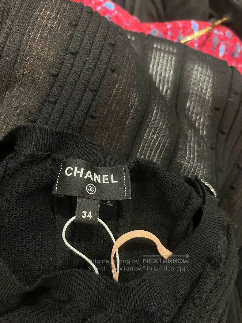 Chanel Chanel 22C black knitted long-sleeved fake two-piece dress Size XXS / US 00 / IT 34 - 3 Thumbnail