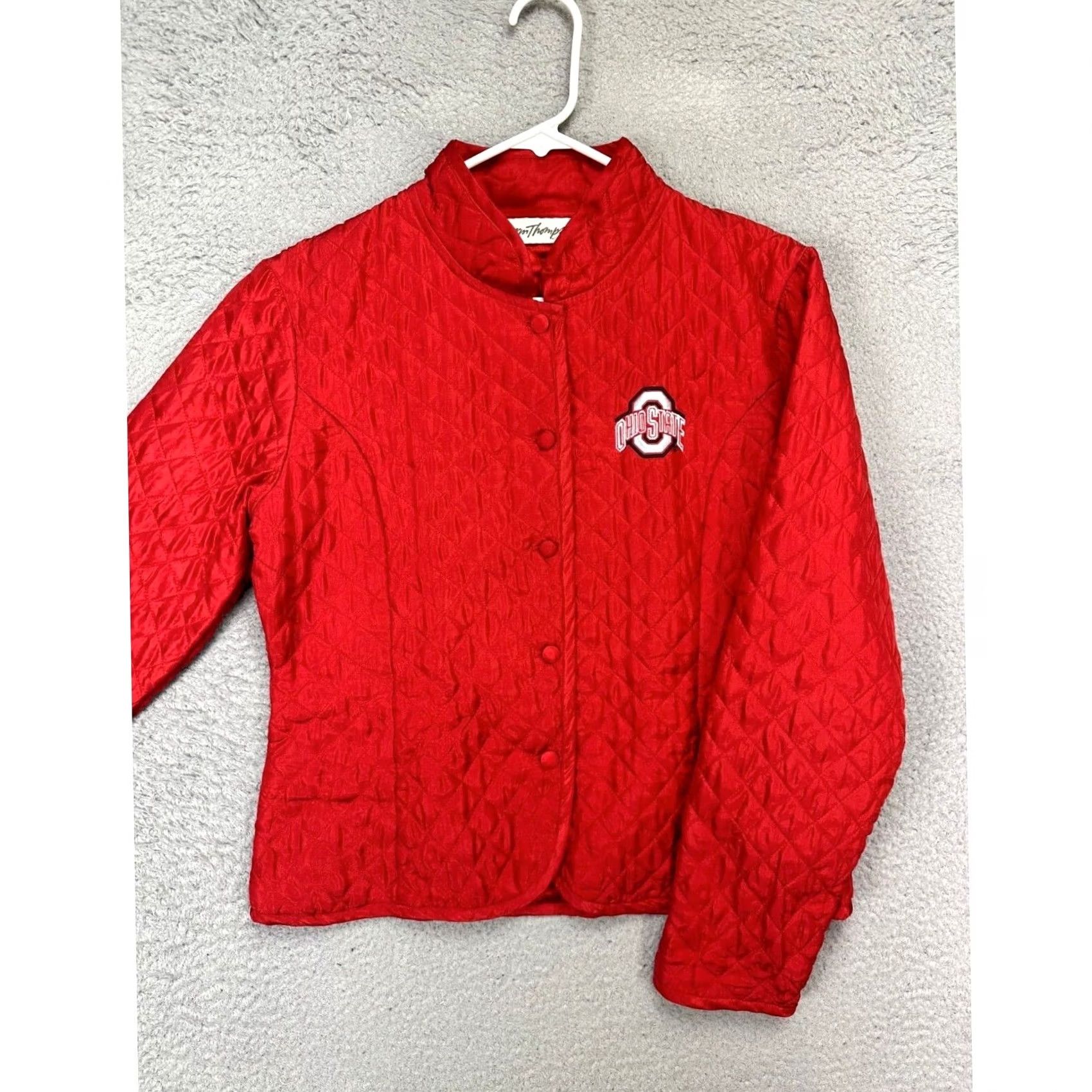 Jim Thompson Norm Thompson Jacket Women Medium Red Ohio State Buckeyes Silk Quilted Button Up Size M / US 6-8 / IT 42-44 - 3 Thumbnail