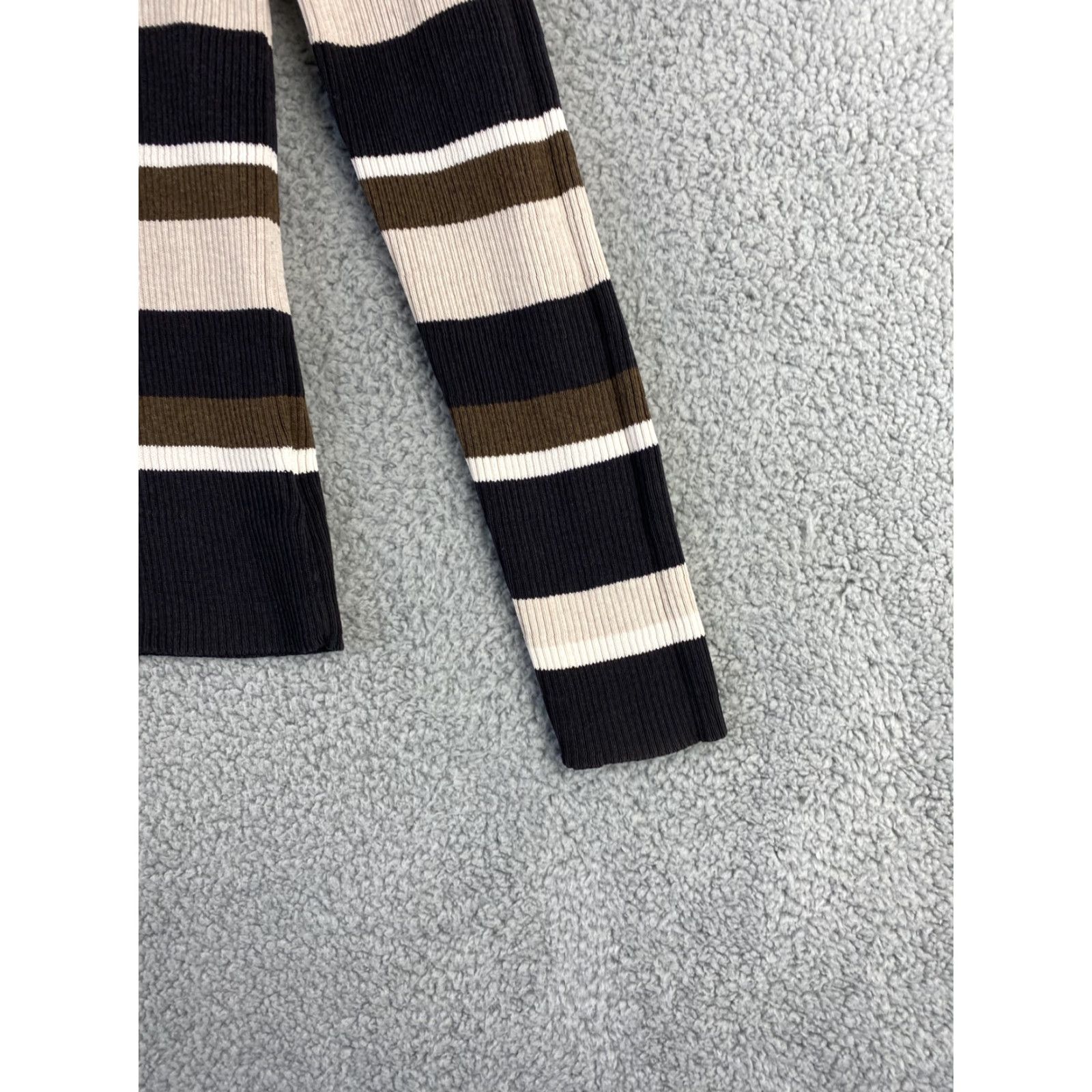 Croft & Barrow Croft & Barrow Women's Sweater Pullover Size M Tan & Cream Cotton Waffle-Knit High Neck Long Sleeve Size M / US 6-8 / IT 42-44 - 3 Thumbnail