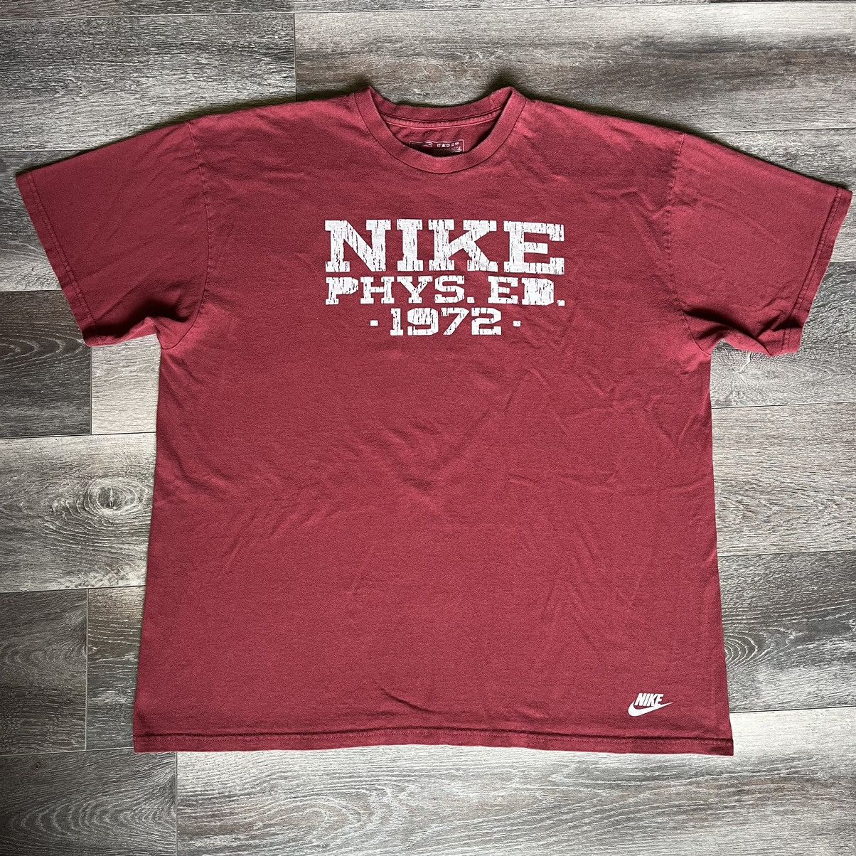 Nike × Vintage Vintage 2000s Nike Physical Education Swoosh Logo Tee Shirt Size US XL / EU 56 / 4 - 1 Thumbnail