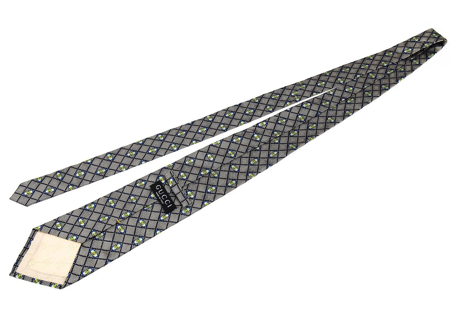 Gucci Silk Jacquard Tie in Beige and Navy Size ONE SIZE - 5 Thumbnail