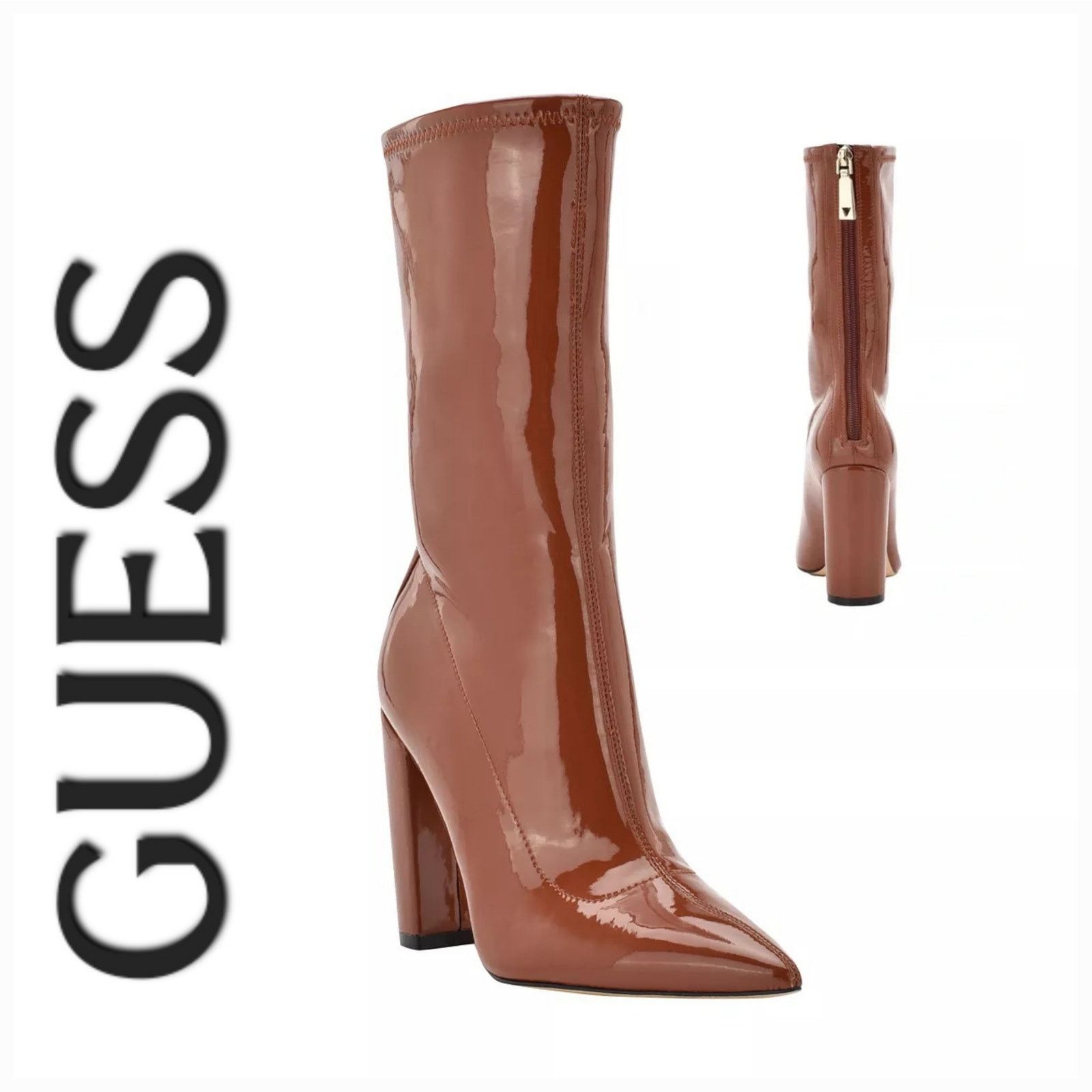 Guess NWOB Guess Abbale Mid-Calf Block Heel Boots Sz. 7.5M Caramel Size US 7.5 / IT 37.5 - 1 Thumbnail