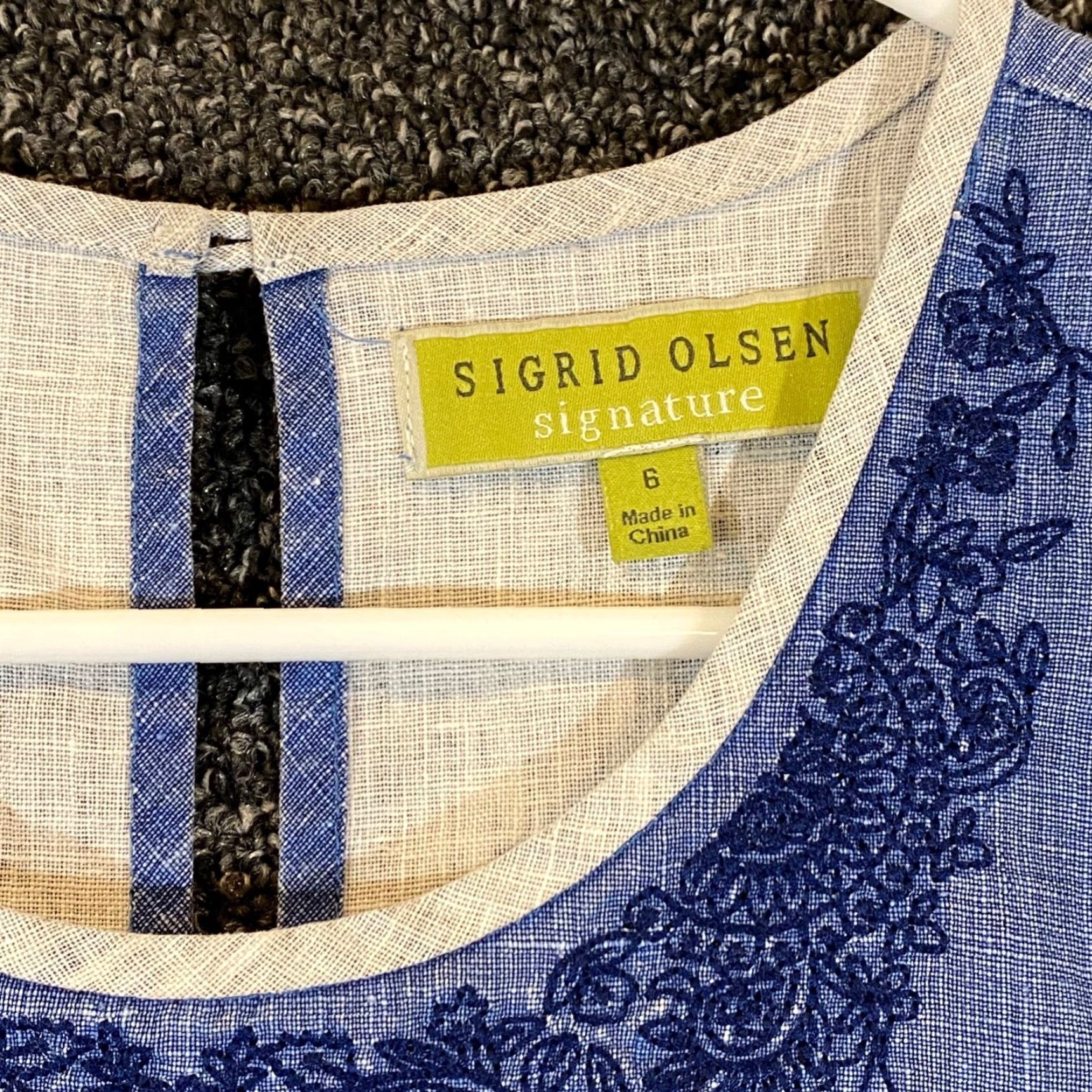 Vintage Sigrid Olsen Dress Womens Size 6 Blue 100% Linen Maxi Floral Pattern Casual Size M / US 6-8 / IT 42-44 - 2 Thumbnail