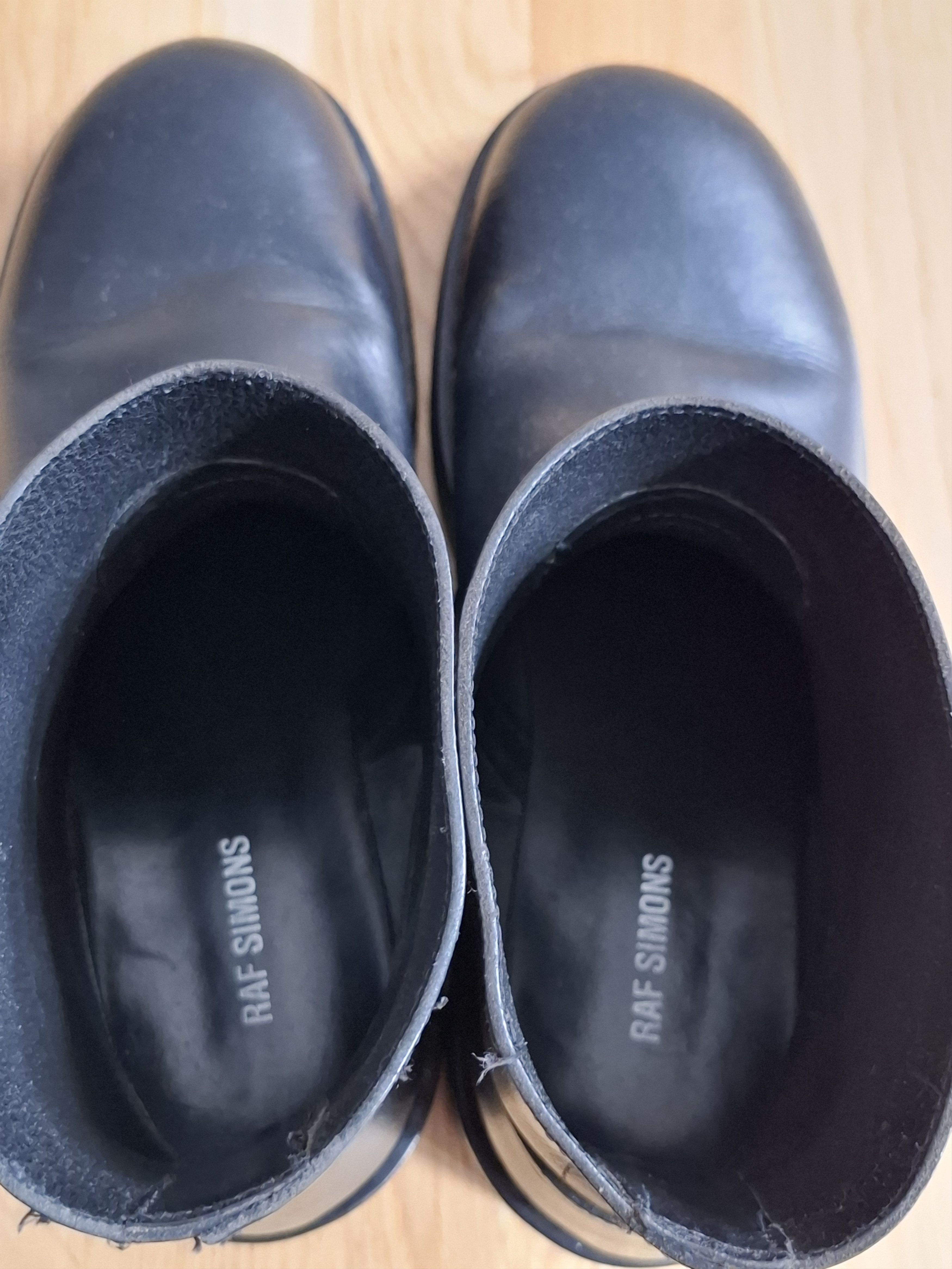 Raf Simons Black debossed-text Leather Ankle Boots Size US 8 / EU 41 - 8 Thumbnail