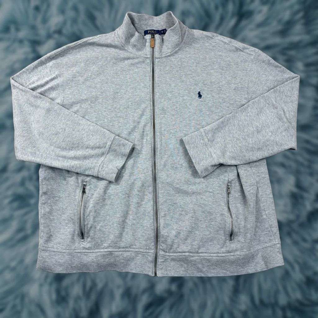 Polo Ralph Lauren Polo Ralph Lauren Jacket Mens Big 2X Gray Estate Rib Full Zip 2XB Tall Cotton Mock Size US XXL / EU 58 / 5 - 1 Thumbnail